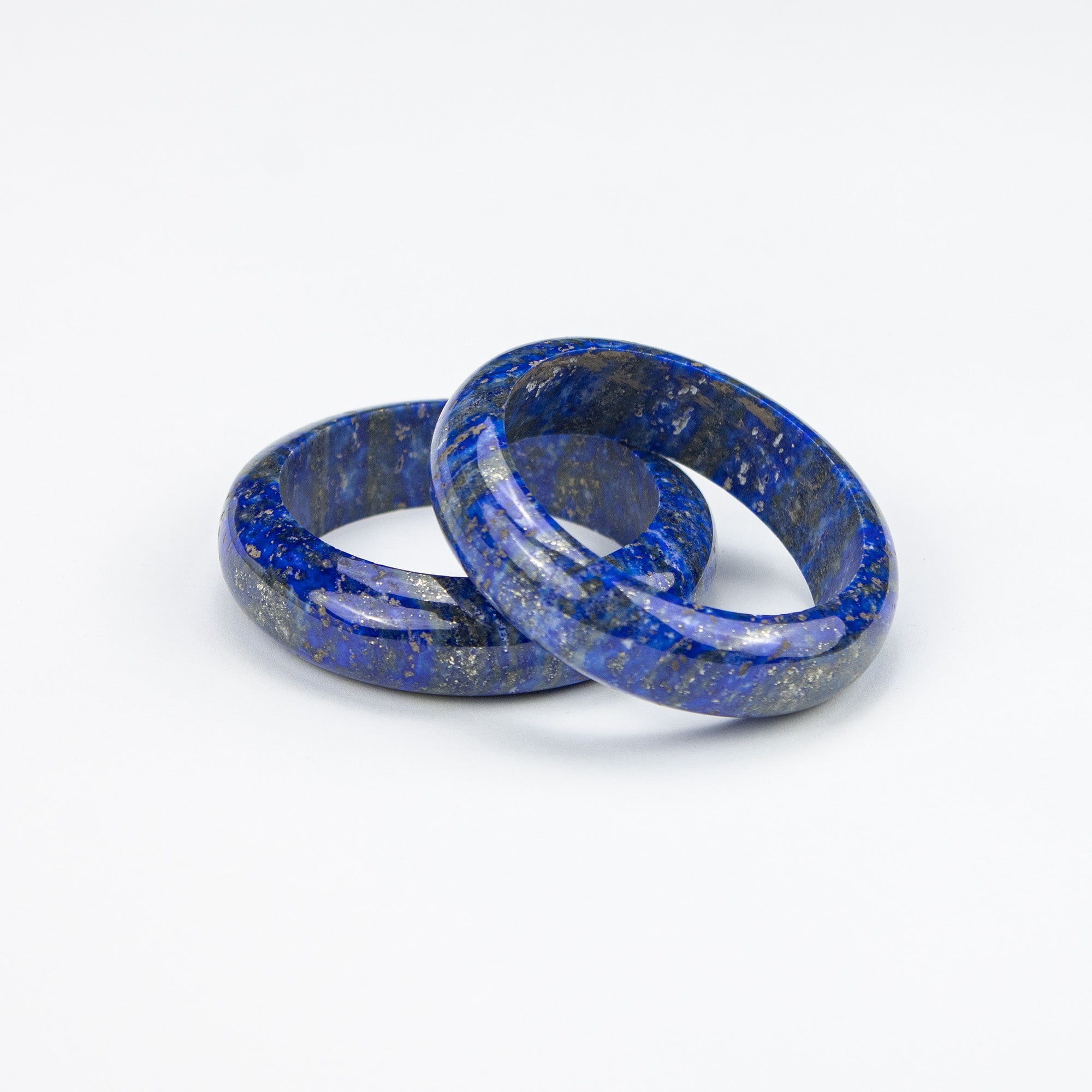 Natural Lapis Lazuli Kid Bangle – Afghan Blue Stone with Pyrite – Small Size Bracelet