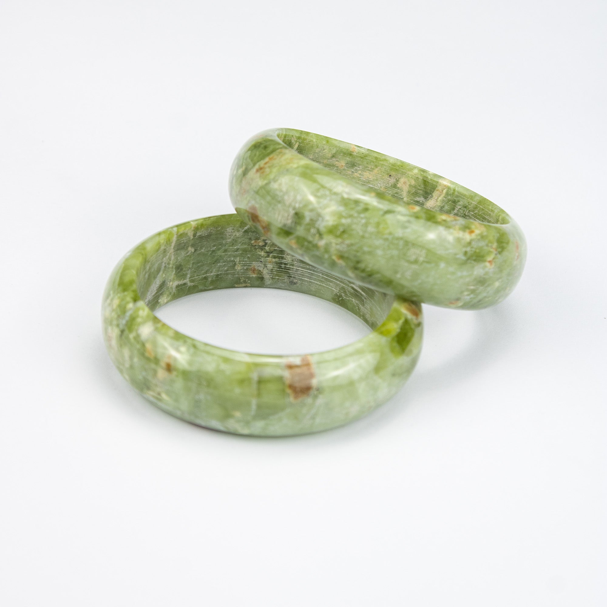 Natural Serpentine  Bangle – Deep Green Afghan Stone with Natural Inclusions