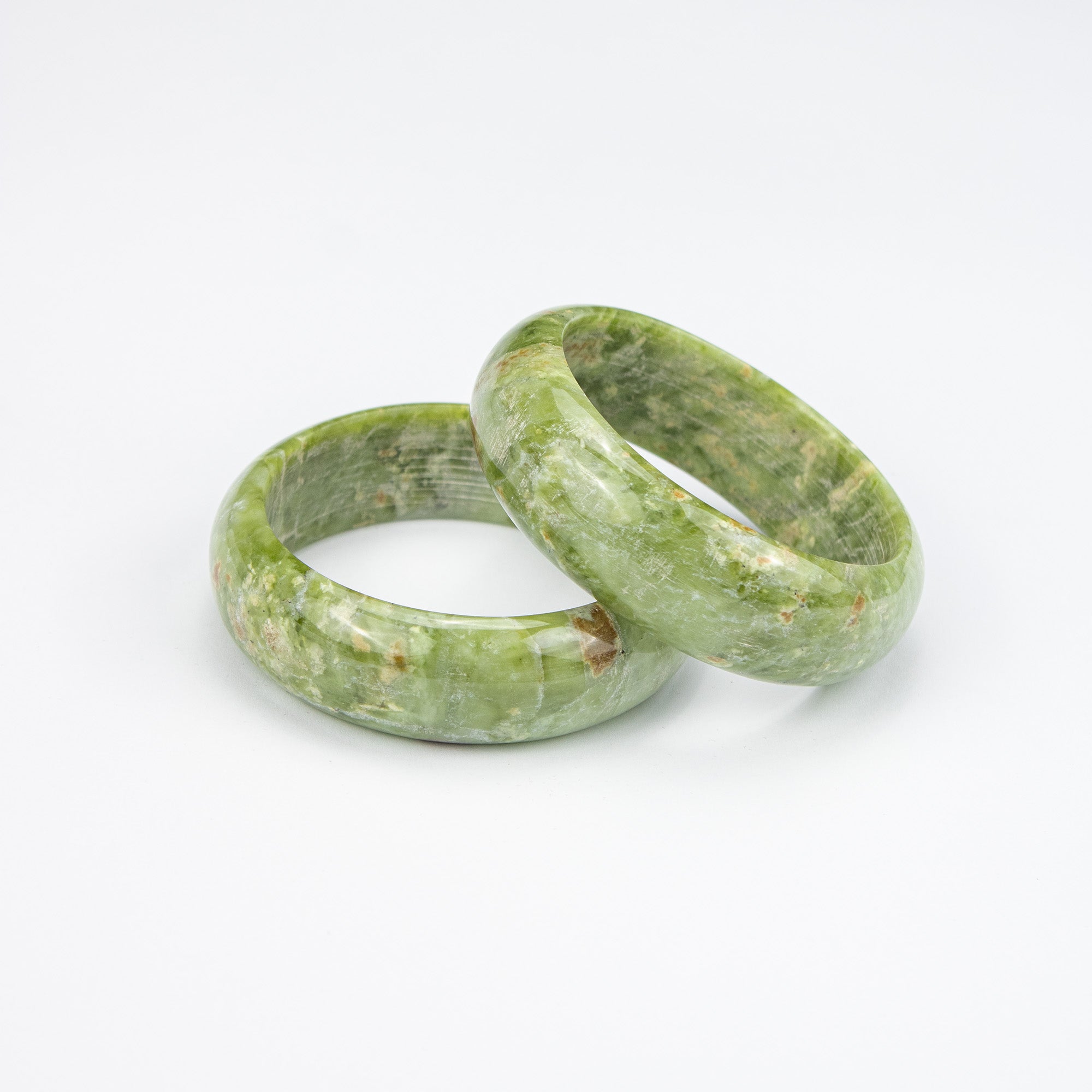 Natural Serpentine  Bangle – Deep Green Afghan Stone with Natural Inclusions