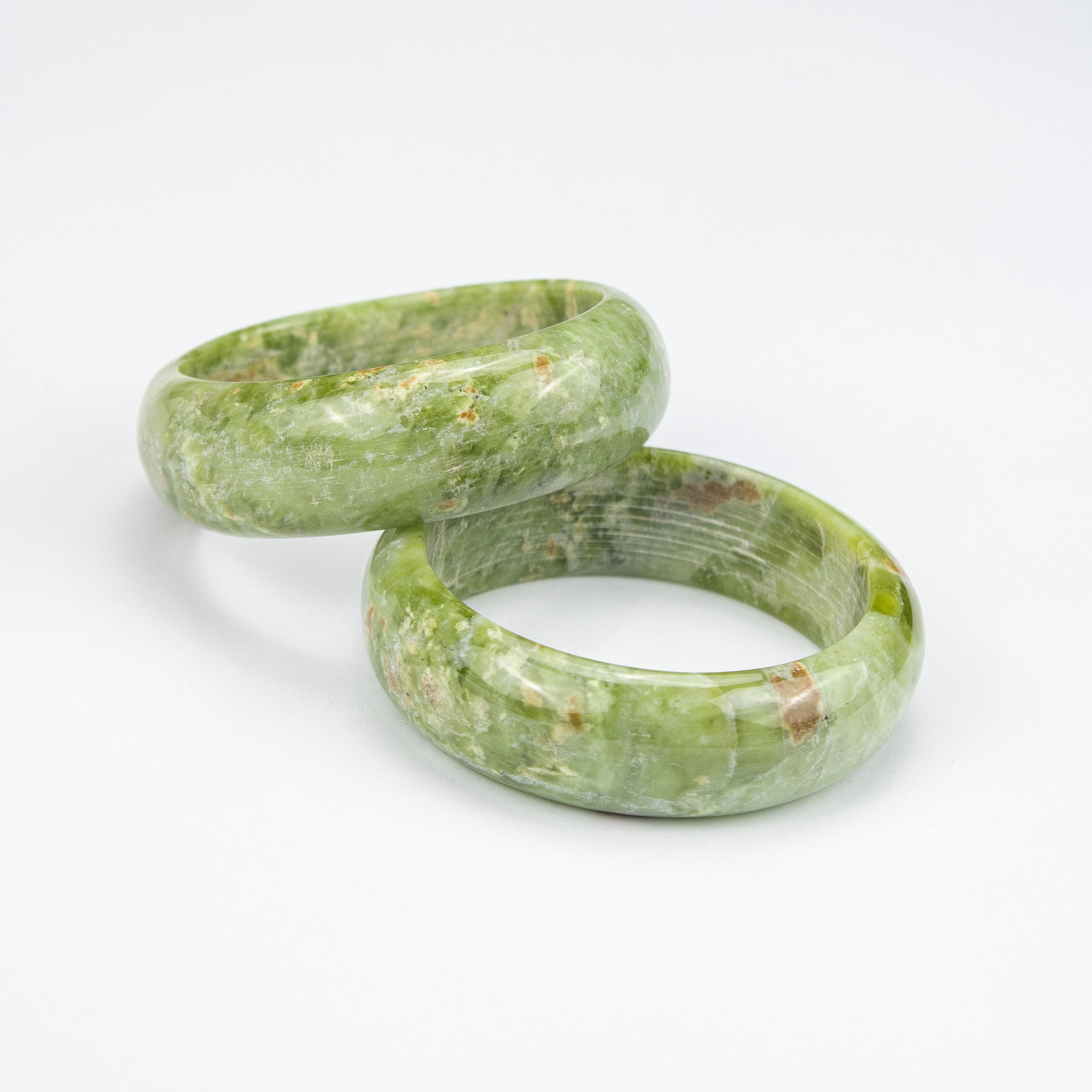 Natural Serpentine  Bangle – Deep Green Afghan Stone with Natural Inclusions