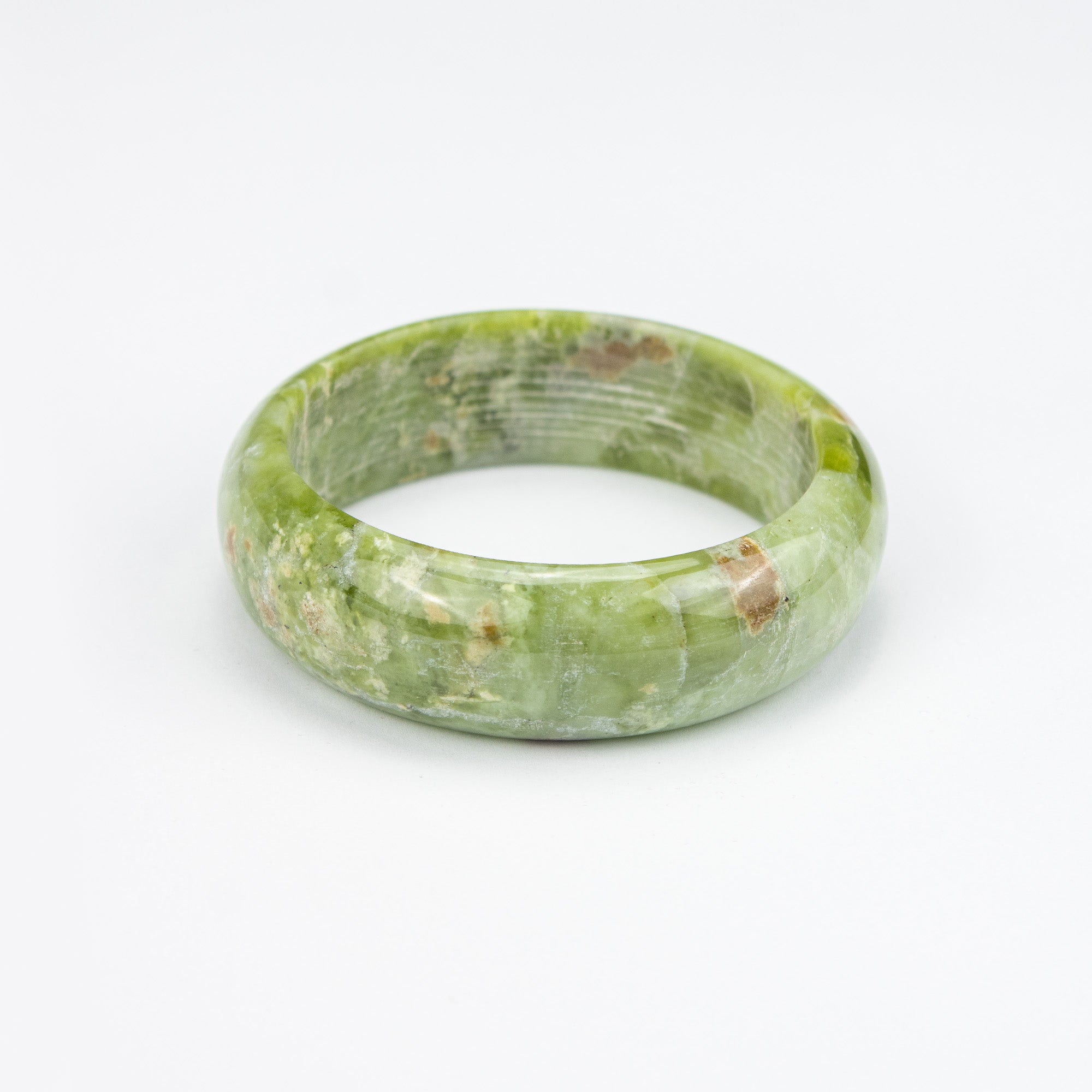 Natural Serpentine  Bangle – Deep Green Afghan Stone with Natural Inclusions