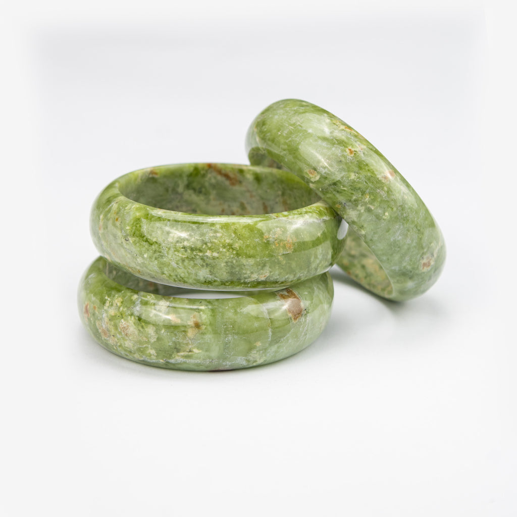 Natural Serpentine  Bangle – Deep Green Afghan Stone with Natural Inclusions