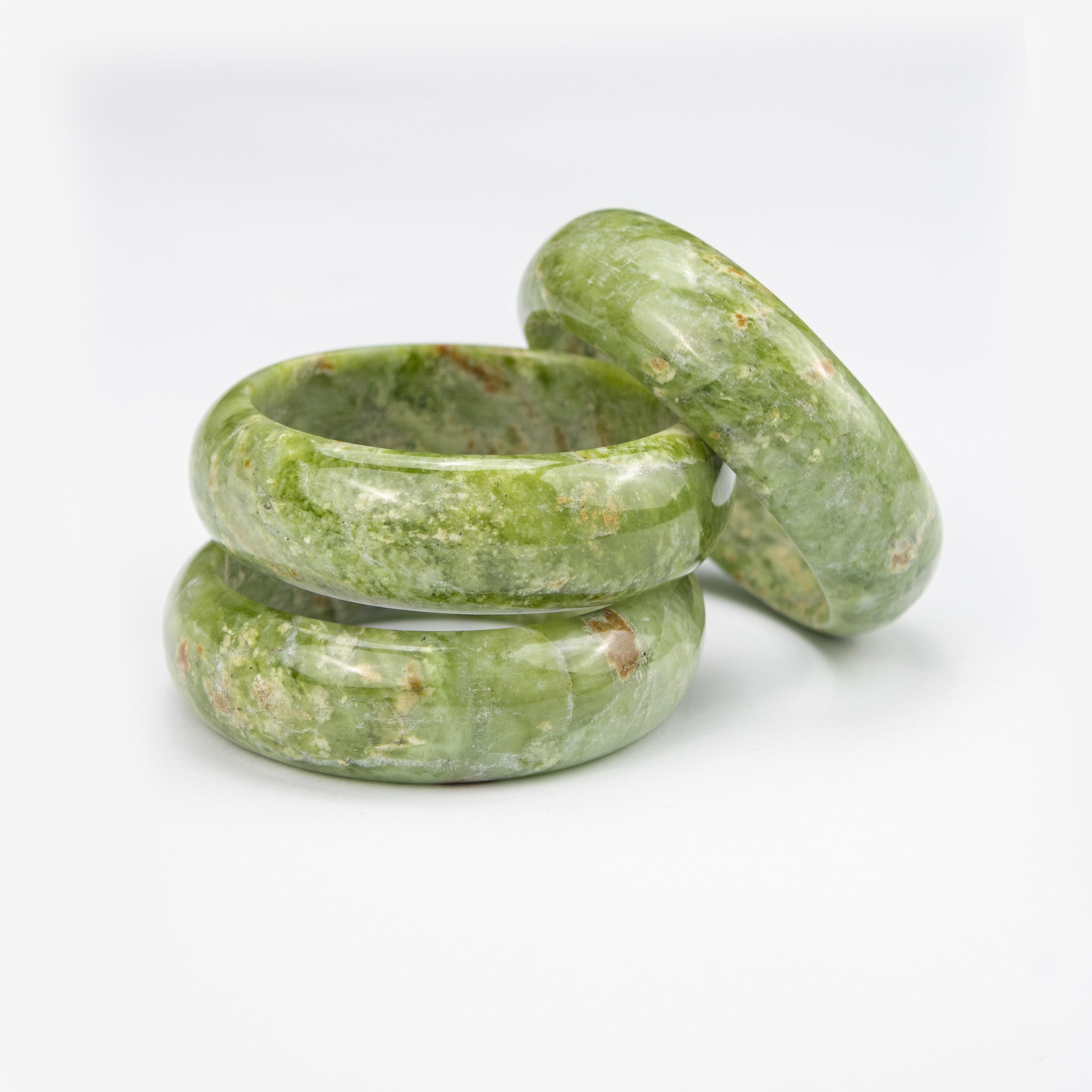 Natural Serpentine  Bangle – Deep Green Afghan Stone with Natural Inclusions