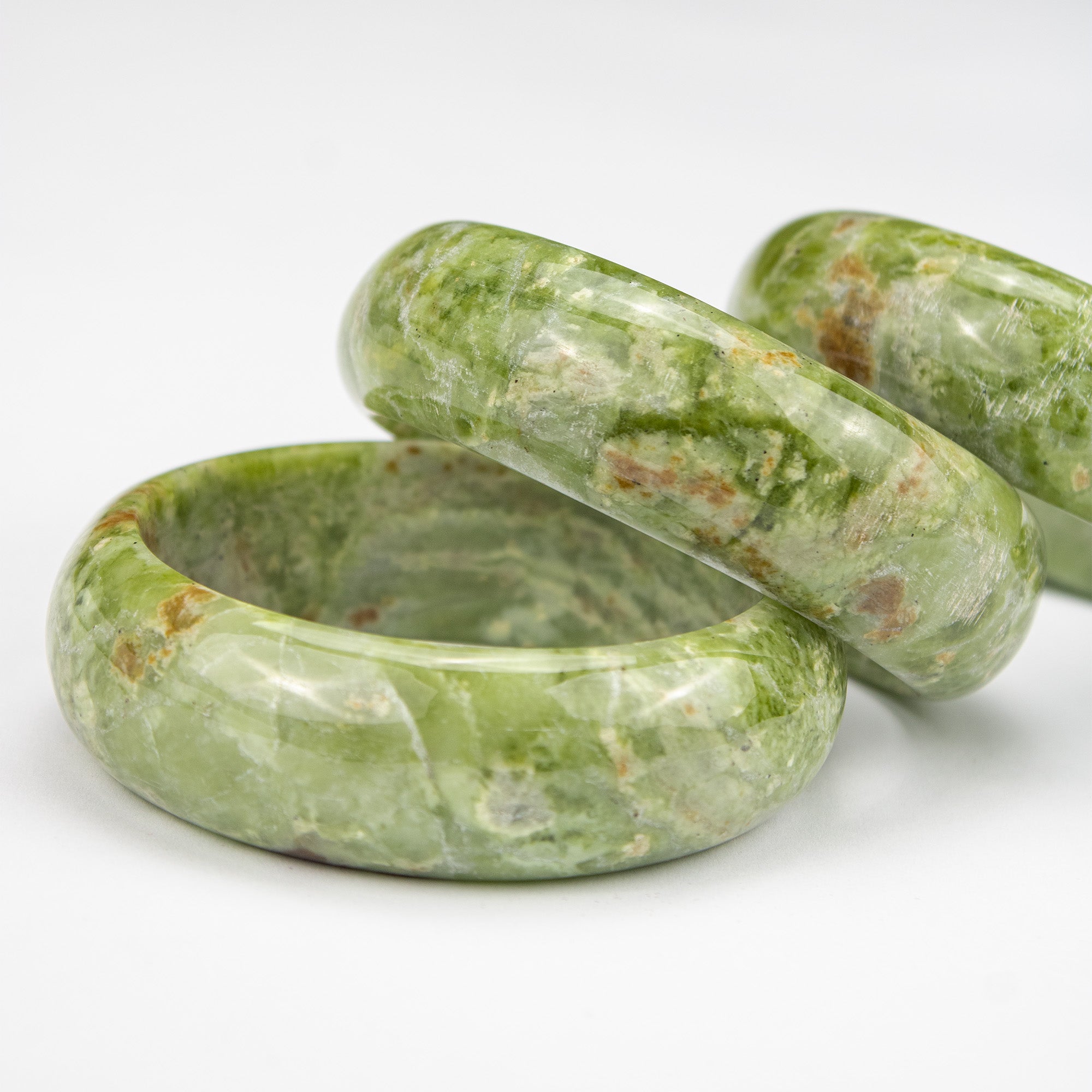 Natural Serpentine  Bangle – Deep Green Afghan Stone with Natural Inclusions