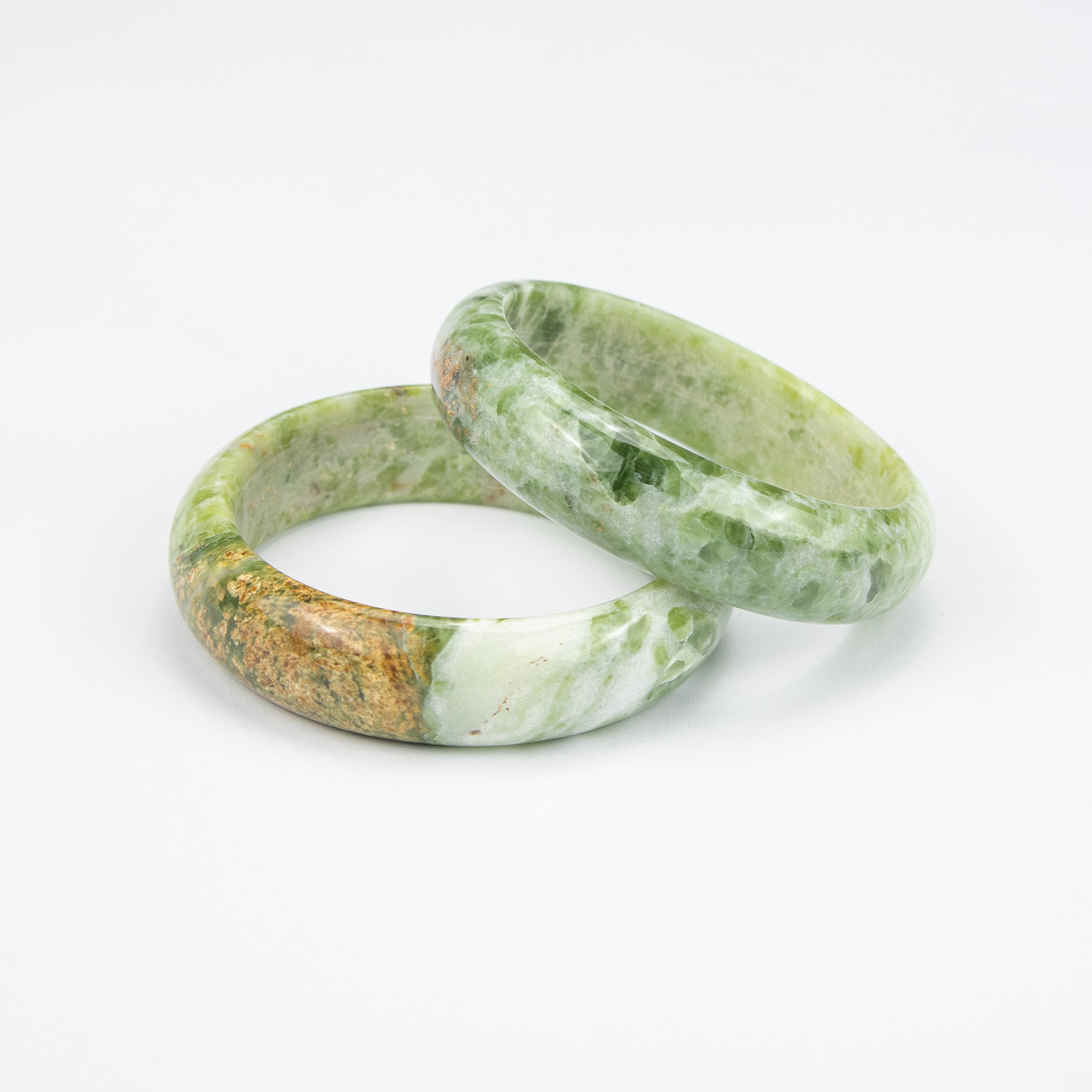 Natural Serpentine Jade Bangle – Afghan Green Gemstone Bracelet –  AA Grade Solid Stone