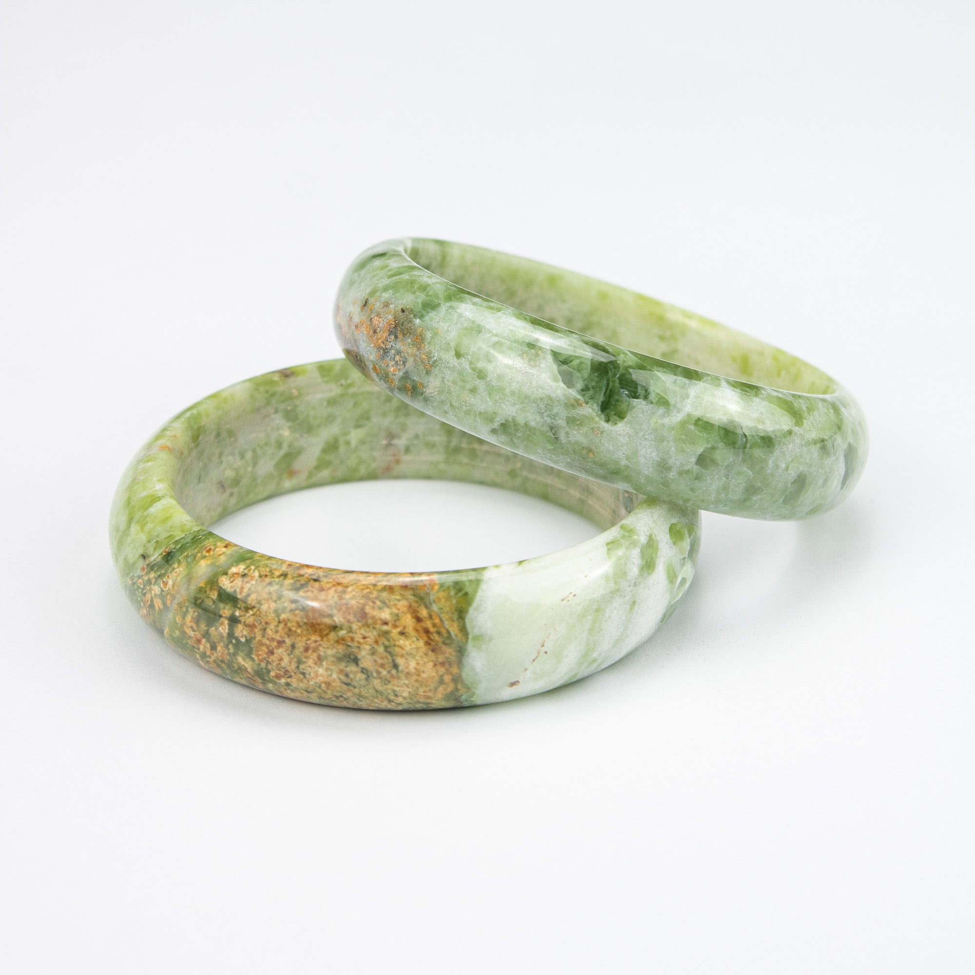 Natural Serpentine Jade Bangle – Afghan Green Gemstone Bracelet –  AA Grade Solid Stone