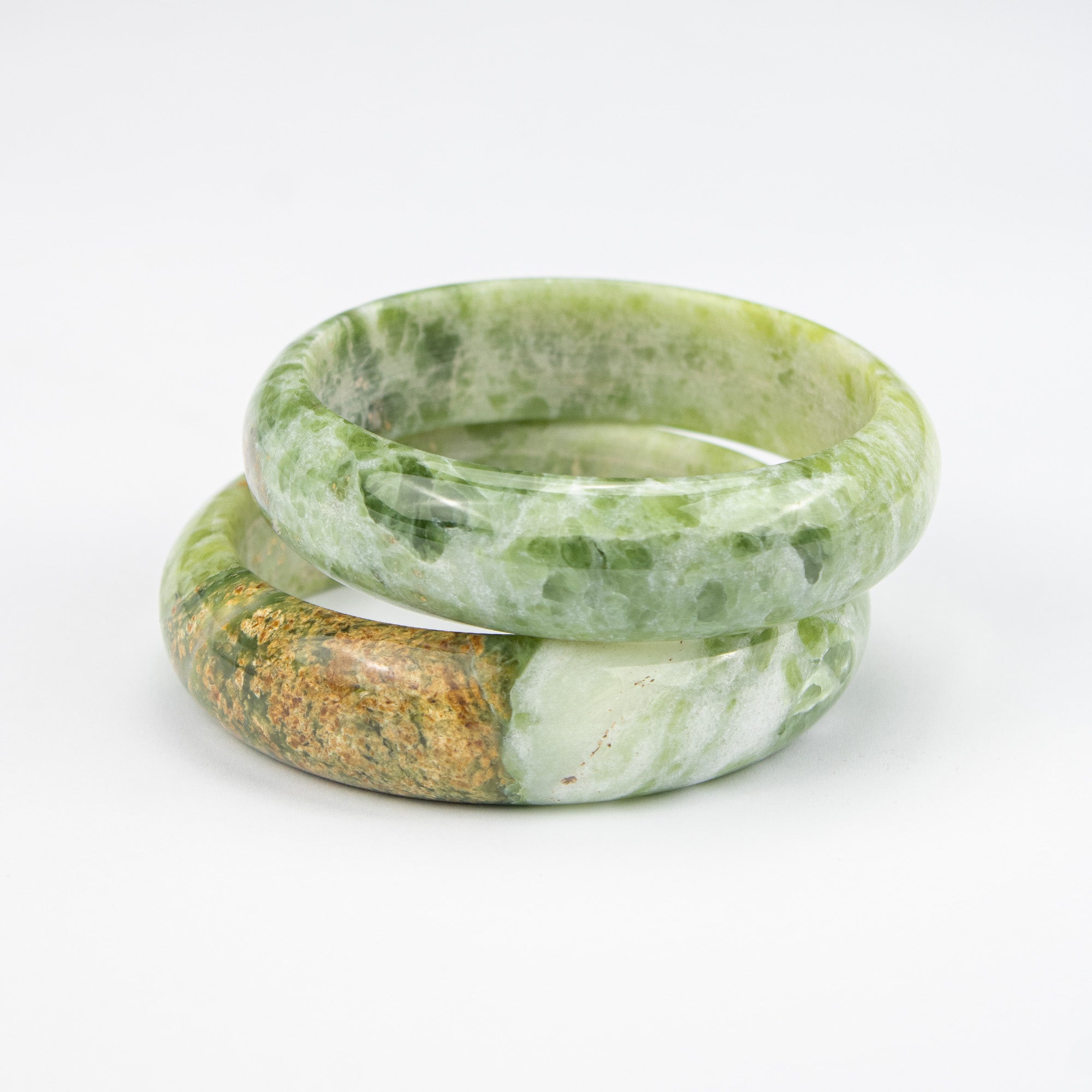 Natural Serpentine Jade Bangle – Afghan Green Gemstone Bracelet –  AA Grade Solid Stone