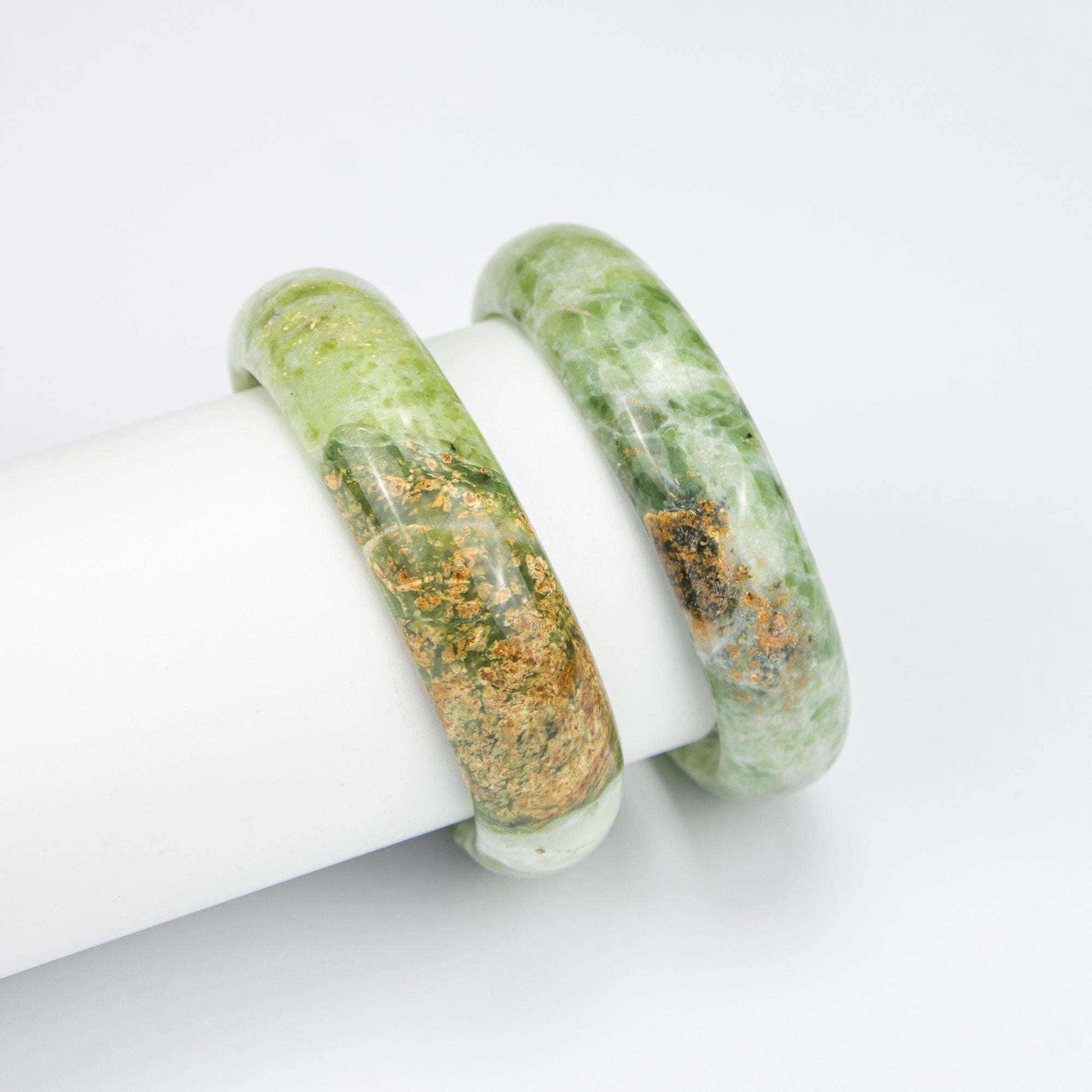 Natural Serpentine Jade Bangle – Afghan Green Gemstone Bracelet –  AA Grade Solid Stone