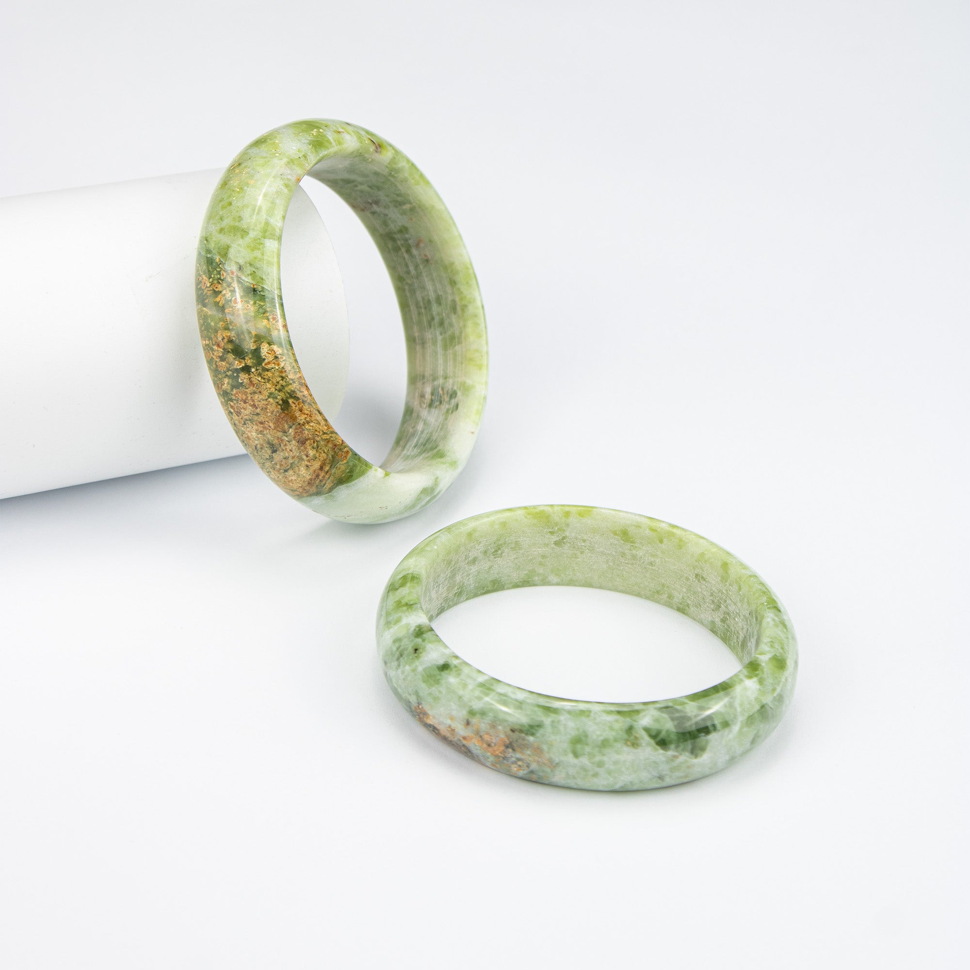 Natural Serpentine Jade Bangle – Afghan Green Gemstone Bracelet –  AA Grade Solid Stone