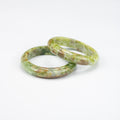 Natural Serpentine Jade Bangle – Afghan Green & Yellow Gemstone Bracelet  – Solid Stone – A Grade