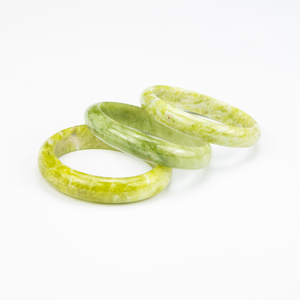 Natural Serpentine Bangle – Light Lime Green Afghan Stone – 60mm Solid Bracelet – Handmade