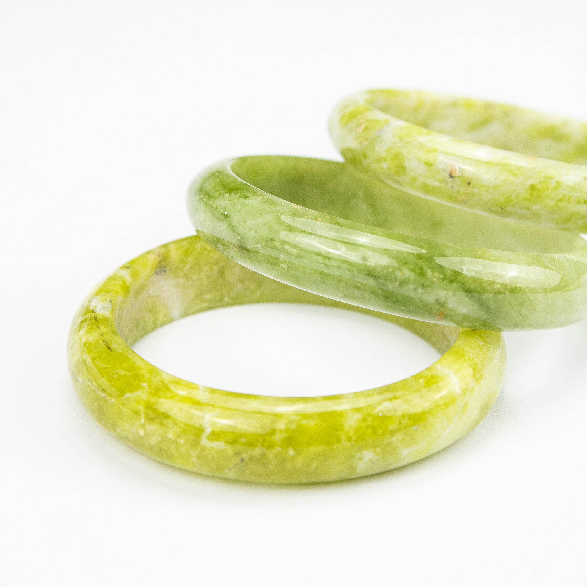 Natural Serpentine Bangle – Light Lime Green Afghan Stone – 60mm Solid Bracelet – Handmade