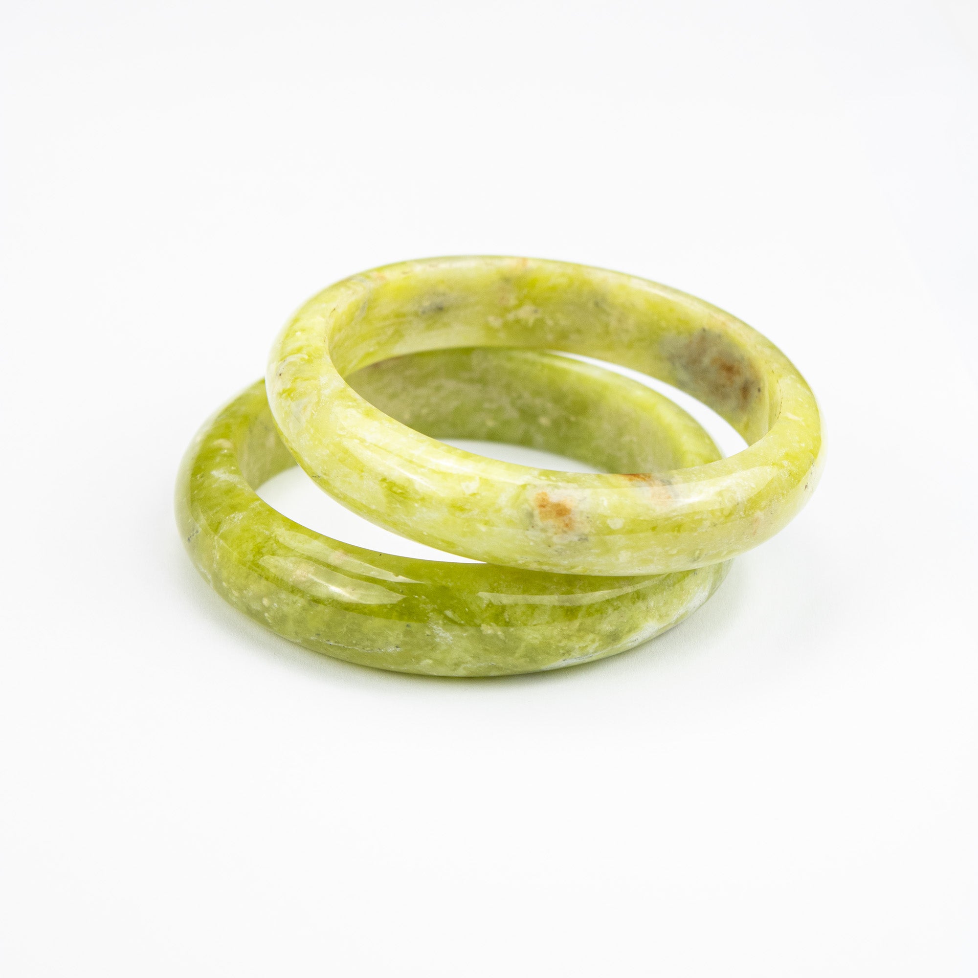 Natural Serpentine Bangle – Lime Green Afghan Stone – 65mm Solid Bracelet – Handmade