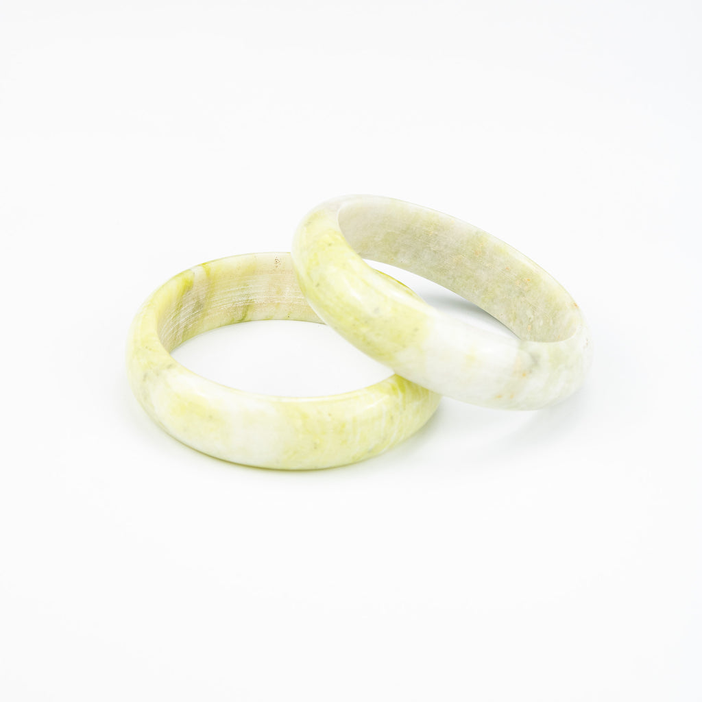 Natural Serpentine Bangle – Soft Lime Yellow Afghan Stone – Solid Bracelet – Handmade