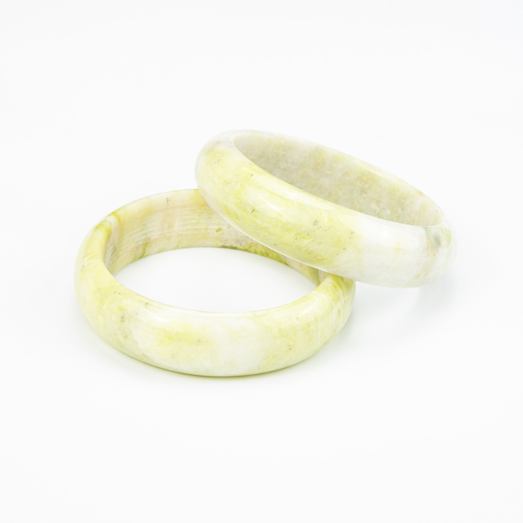Natural Serpentine Bangle – Soft Lime Yellow Afghan Stone – Solid Bracelet – Handmade
