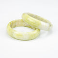 Natural Serpentine Bangle – Soft Lime Yellow Afghan Stone – Solid Bracelet – Handmade