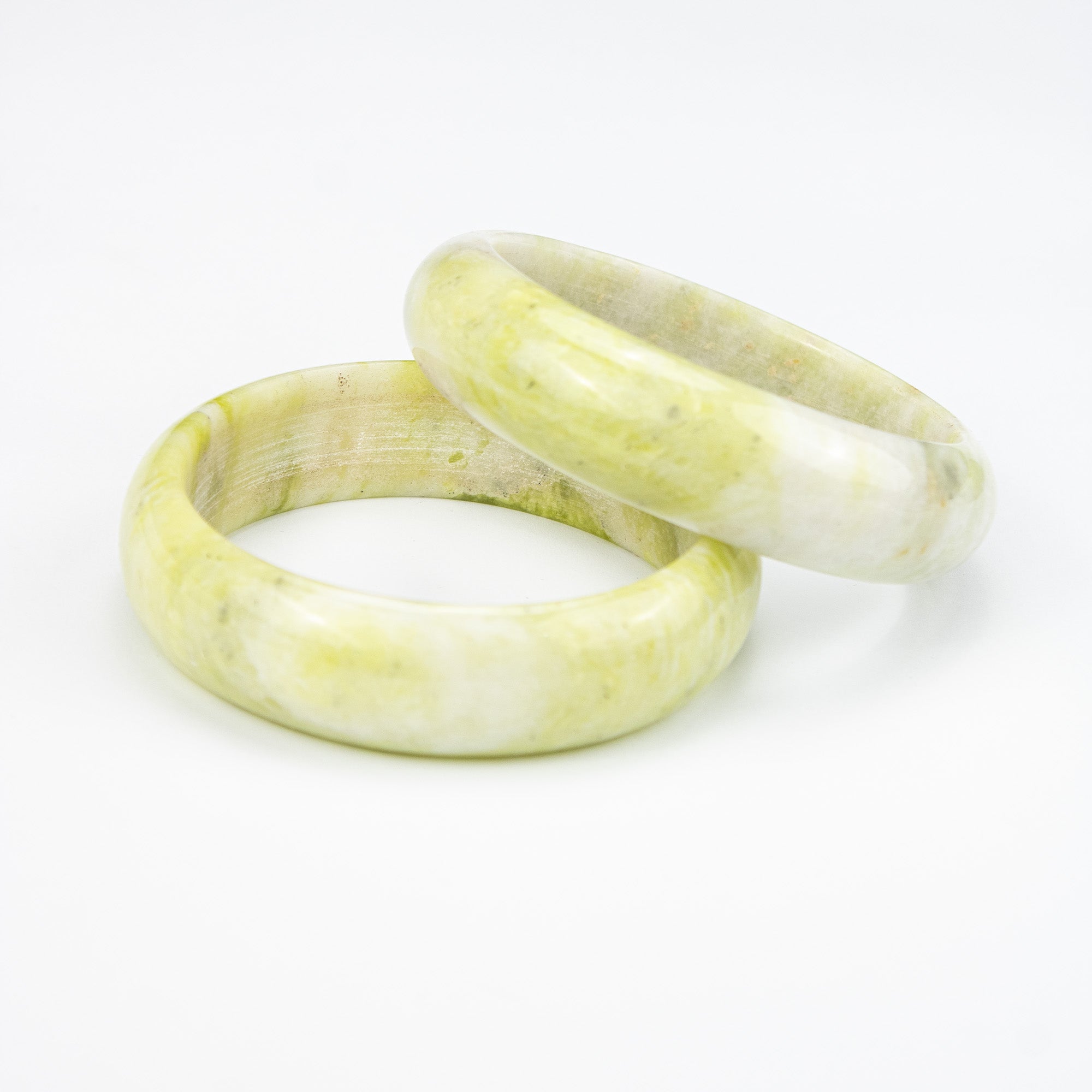 Natural Serpentine Bangle – Soft Lime Yellow Afghan Stone – Solid Bracelet – Handmade