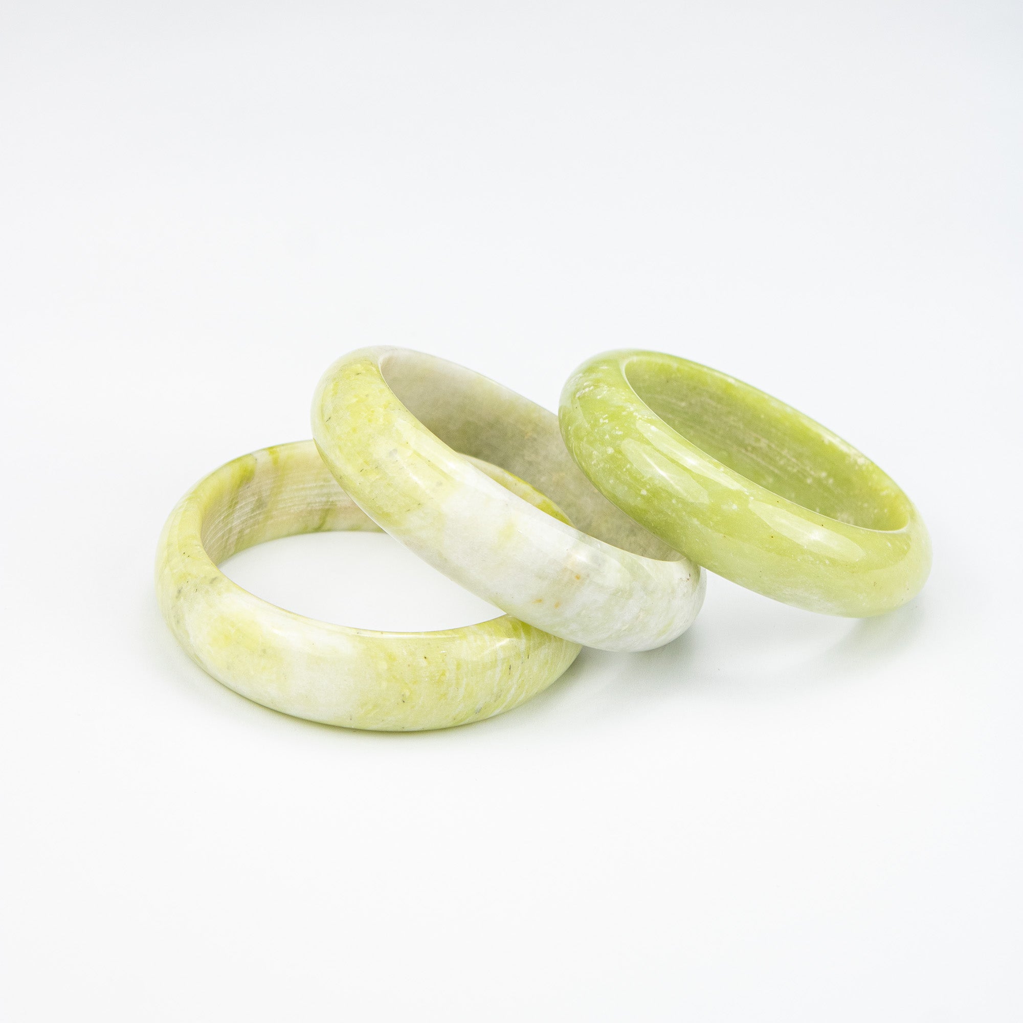 Natural Serpentine Bangle – Soft Lime Yellow Afghan Stone – Solid Bracelet – Handmade