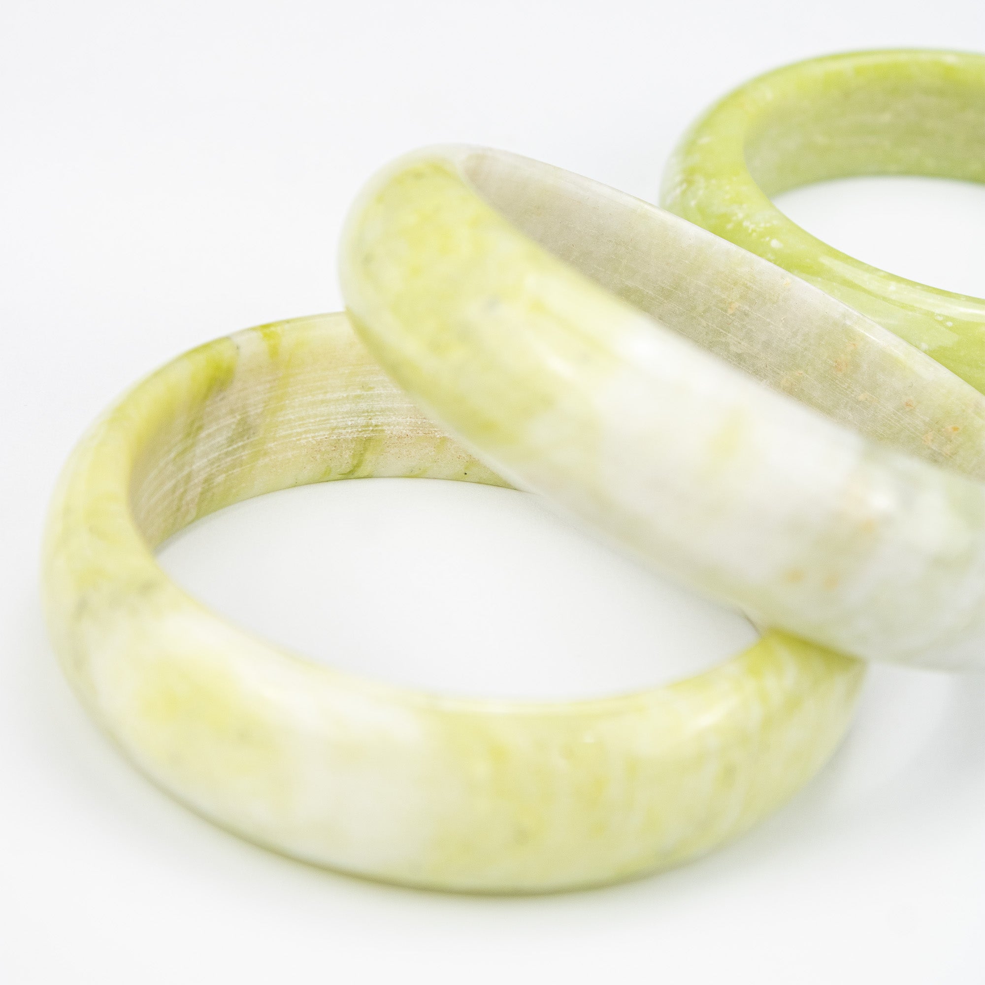 Natural Serpentine Bangle – Soft Lime Yellow Afghan Stone – Solid Bracelet – Handmade