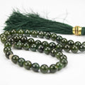 Afghan Nephrite Jade Prayer Beads – 51 Bead Dark Green Tasbih Handmade Natural Stone Misbaha