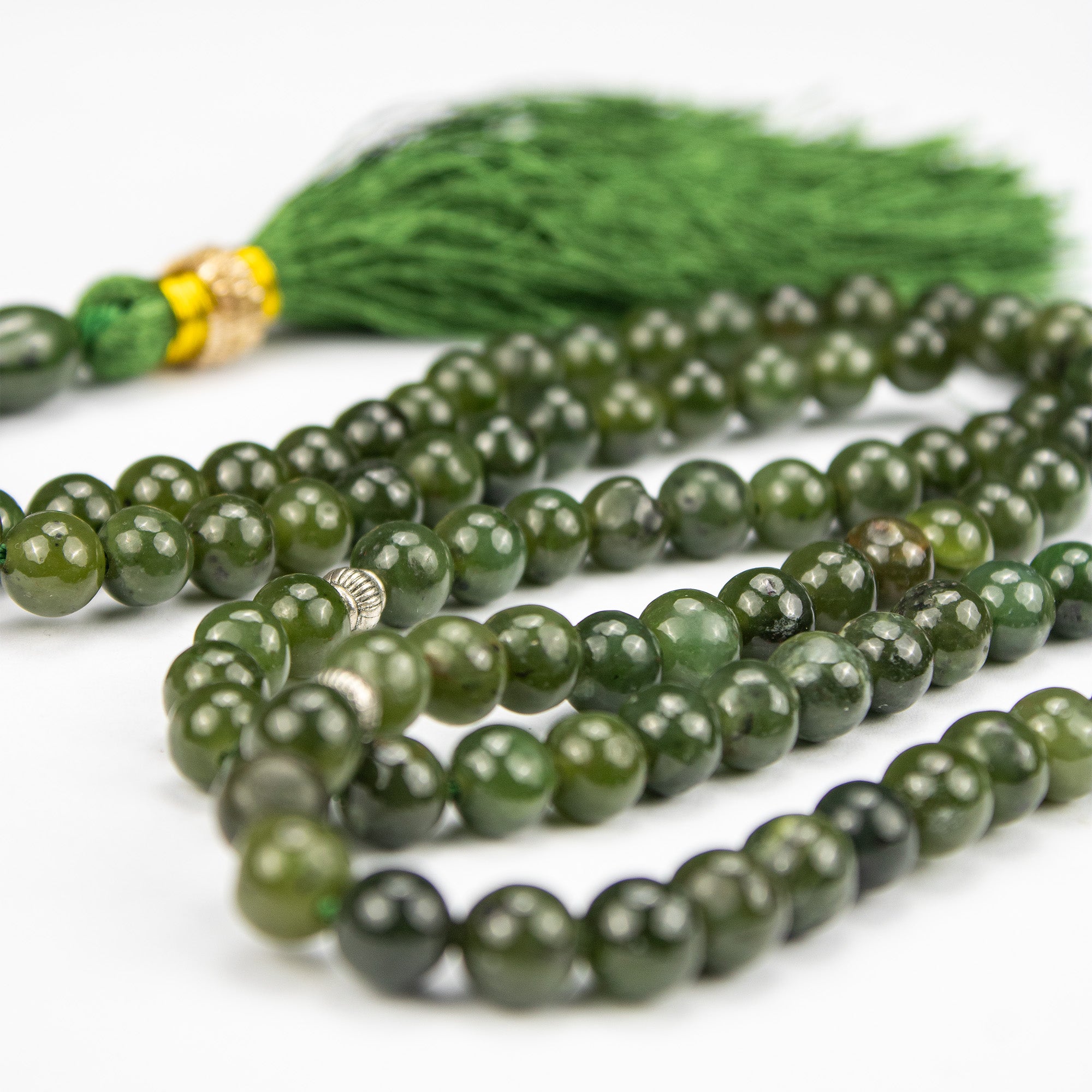 Afghan Nephrite Jade Tasbih 100 Beads – Natural Dark Green Prayer Beads Handmade Premium Misbaha