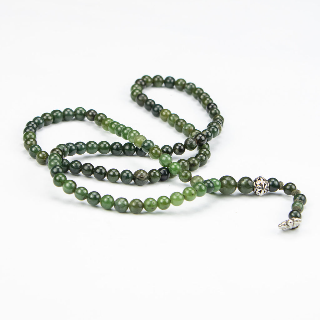 Premium Afghan Nephrite Jade Tasbih 100 Beads – Natural Green Gemstone Prayer Beads Handmade Misbaha