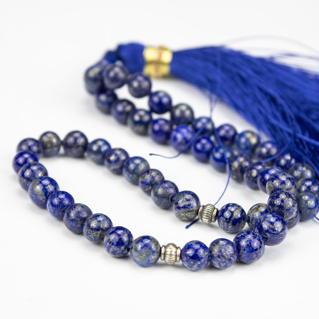 Afghan Lapis Lazuli Tasbih 51 Beads – Natural Blue Stone Prayer Beads – Handmade Misbaha (Classic Grade)