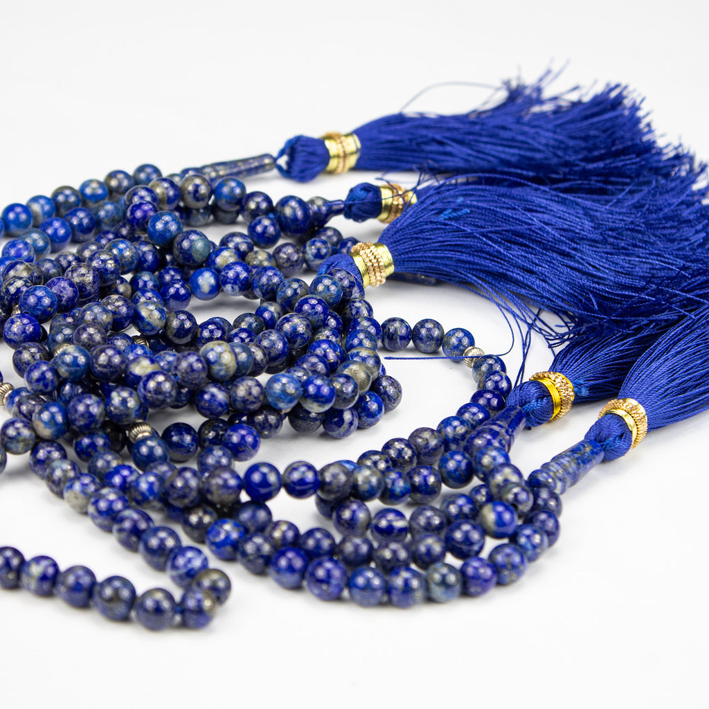 Afghan Lapis Lazuli Tasbih 51 Beads – Natural Blue Stone Prayer Beads – Handmade Misbaha (Classic Grade)