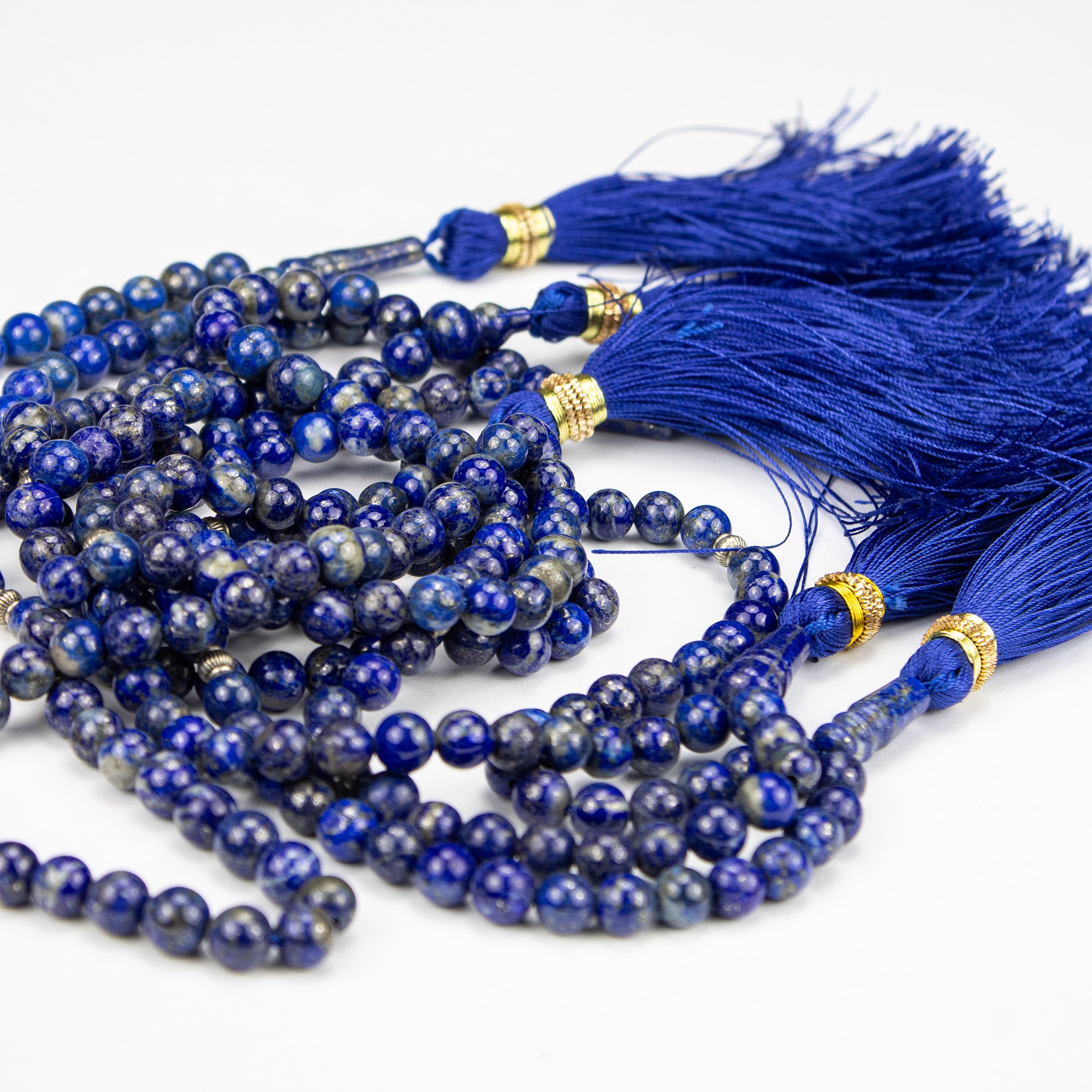 Afghan Lapis Lazuli Tasbih 51 Beads – Natural Blue Stone Prayer Beads – Handmade Misbaha (Classic Grade)