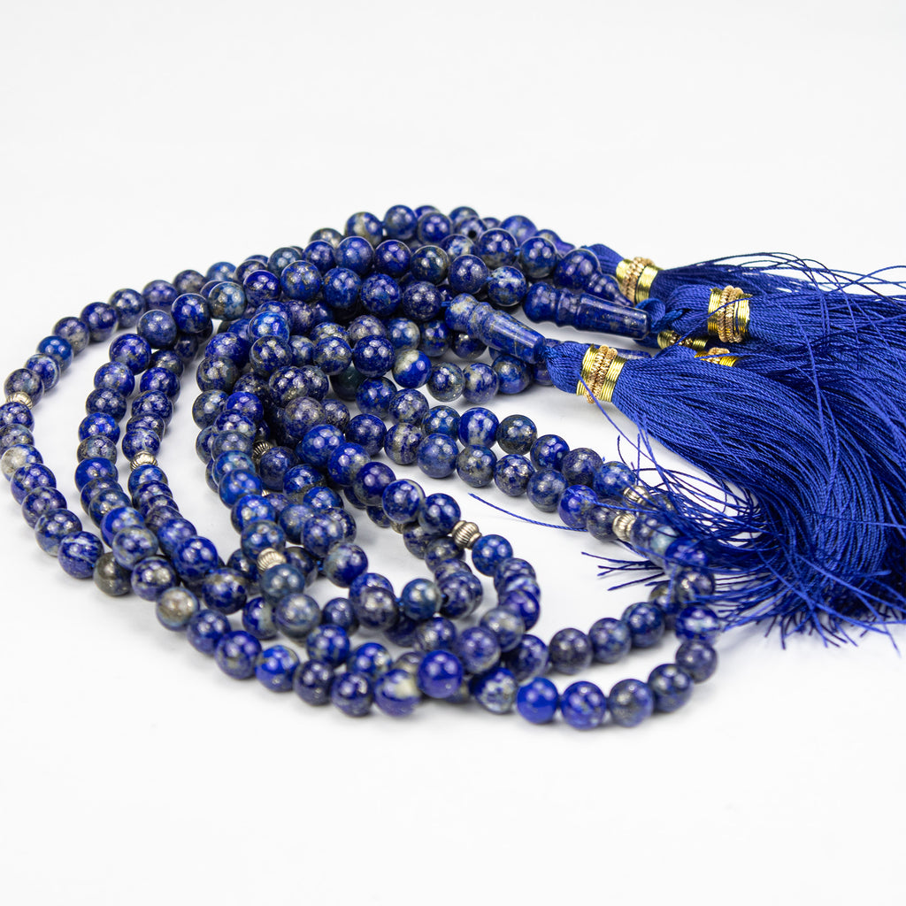Afghan Lapis Lazuli Tasbih 51 Beads – Natural Blue Stone Prayer Beads – Handmade Misbaha (Classic Grade)