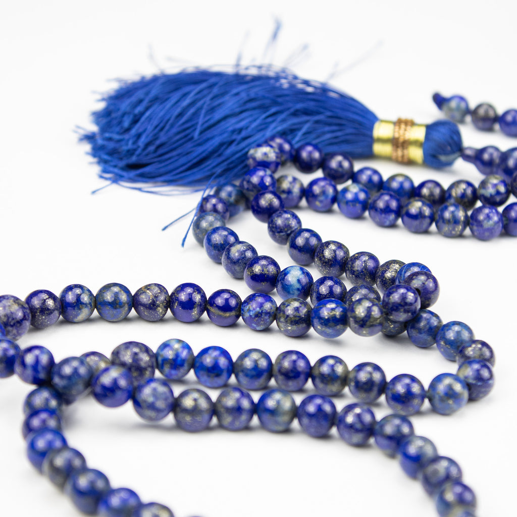 Lapis Lazuli Tasbih 100 Beads – AA Grade Deep Blue Prayer Beads with Pyrite – Premium Handmade Misbaha