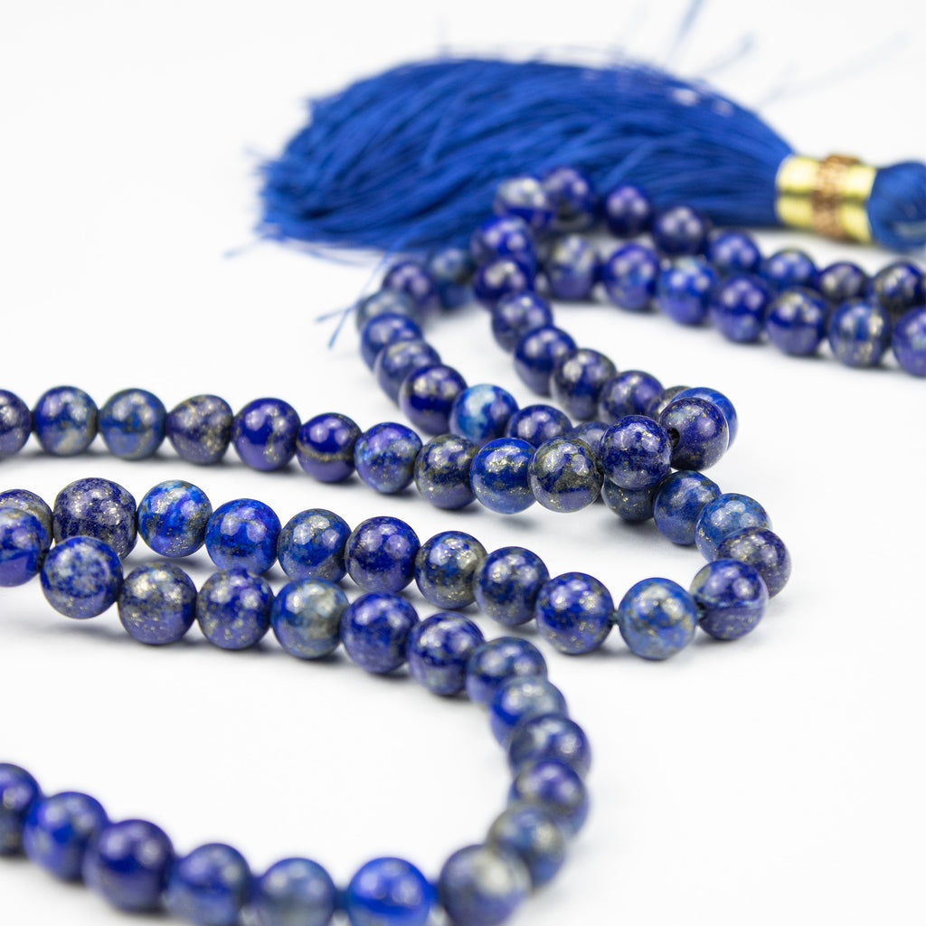 Lapis Lazuli Tasbih 100 Beads – AA Grade Deep Blue Prayer Beads with Pyrite – Premium Handmade Misbaha