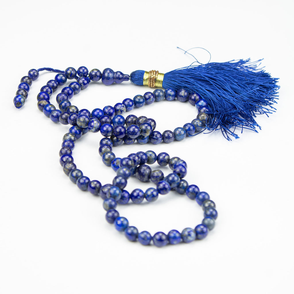 Lapis Lazuli Tasbih 100 Beads – AA Grade Deep Blue Prayer Beads with Pyrite – Premium Handmade Misbaha