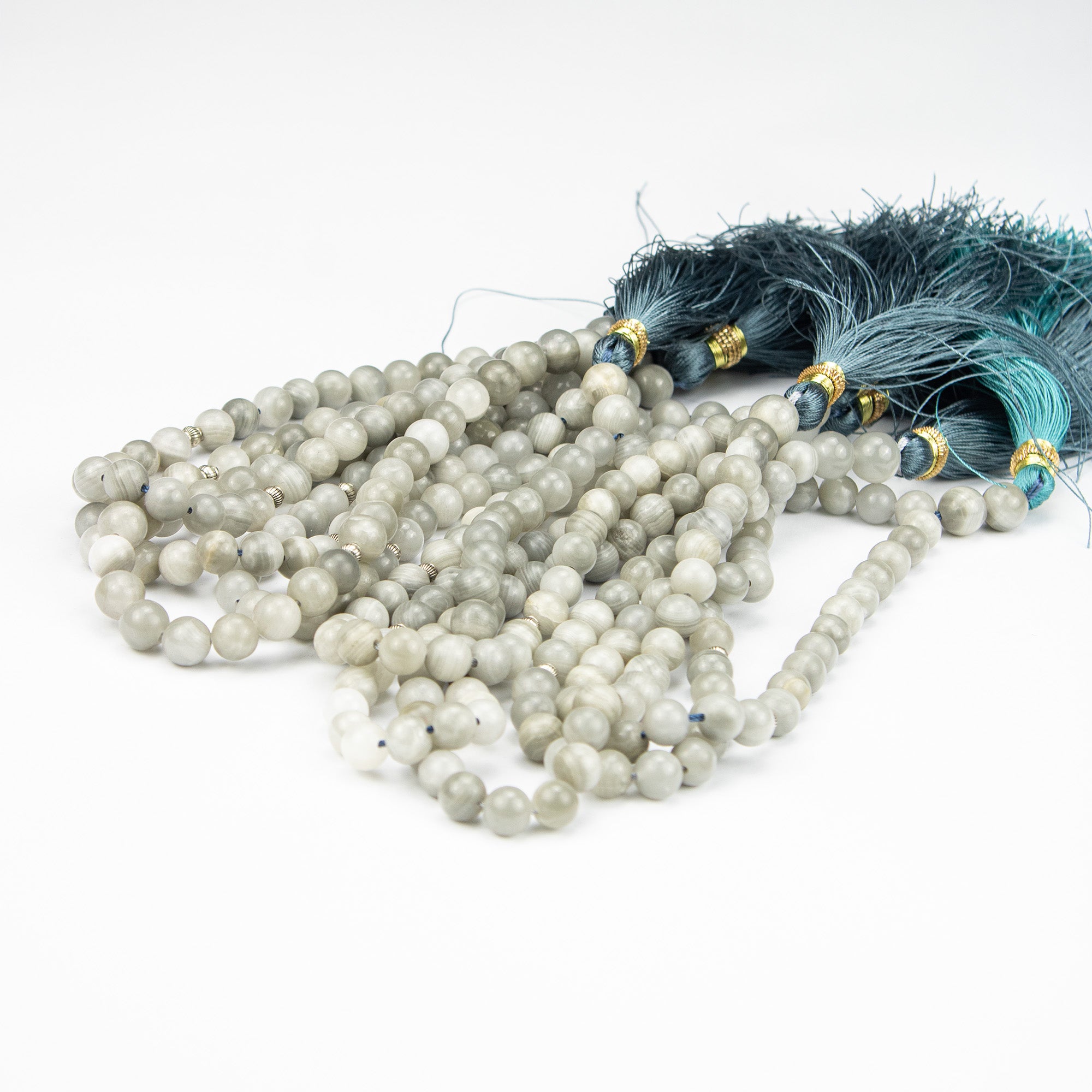 Afghan Smoky Calcite Tasbih 35 Beads – Natural Light Stone Prayer Beads – Handmade Elegant Misbaha