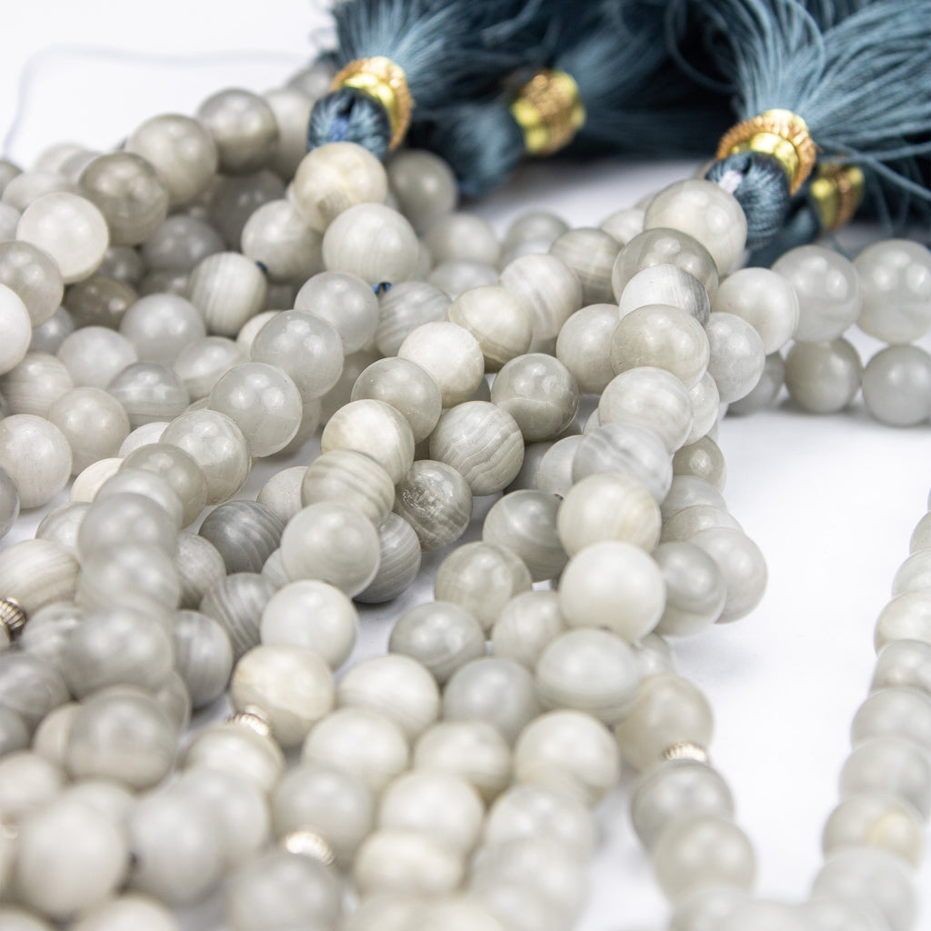 Afghan Smoky Calcite Tasbih 35 Beads – Natural Light Stone Prayer Beads – Handmade Elegant Misbaha