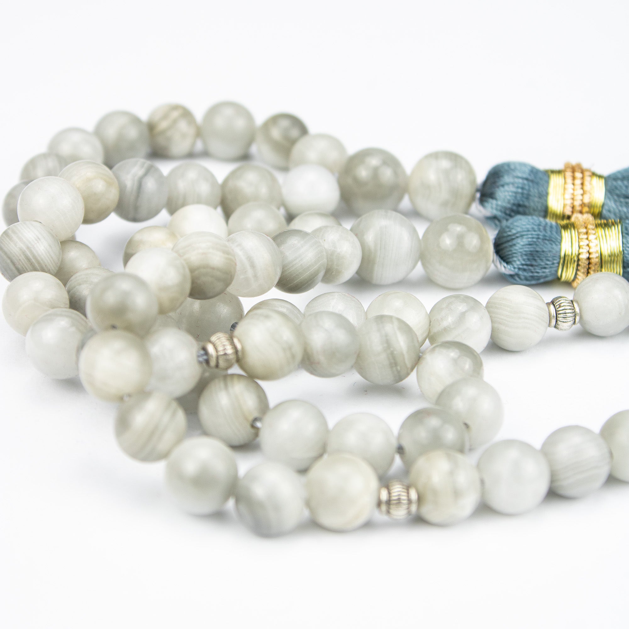 Afghan Smoky Calcite Tasbih 35 Beads – Natural Light Stone Prayer Beads – Handmade Elegant Misbaha