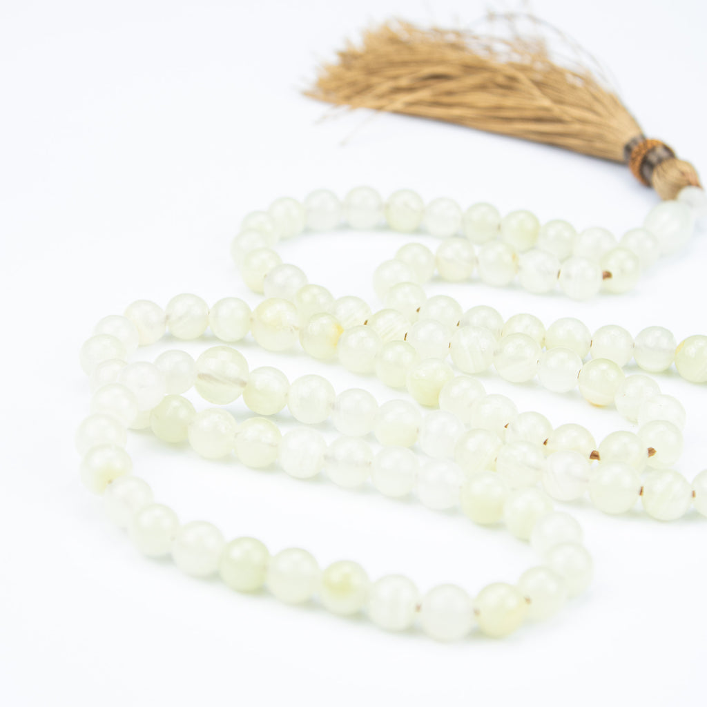 Calcite Tasbih 100 Beads – Natural Soft Yellow Prayer Beads – Handmade 8mm Misbaha