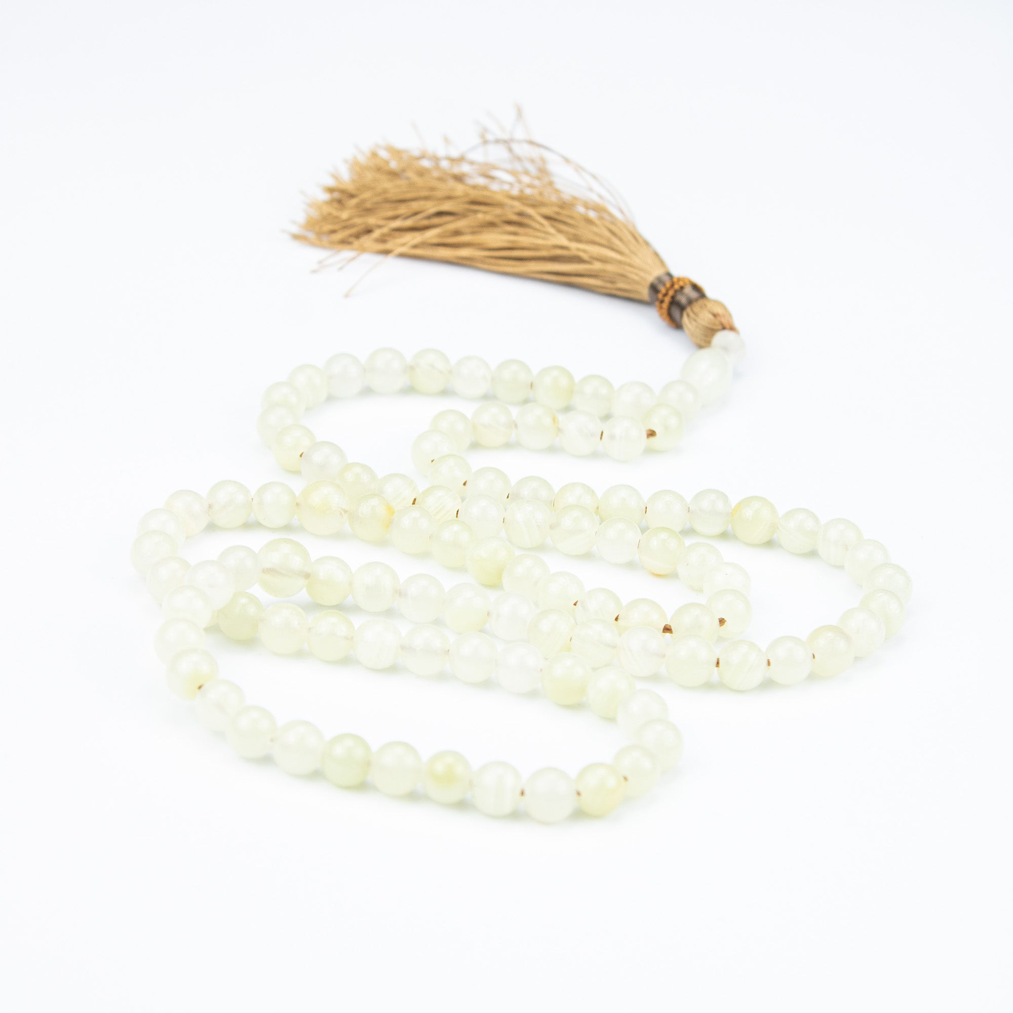 Calcite Tasbih 100 Beads – Natural Soft Yellow Prayer Beads – Handmade 8mm Misbaha