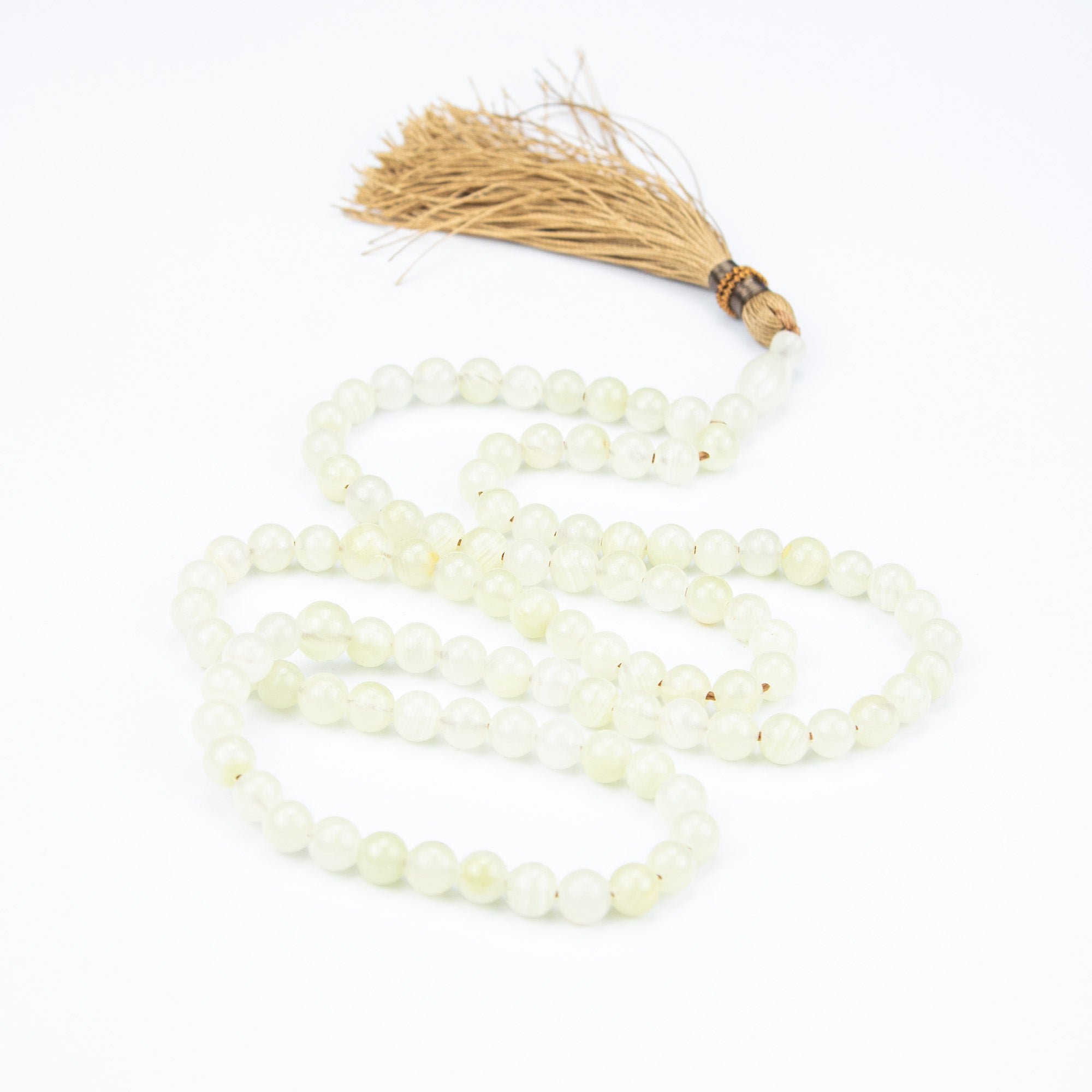 Calcite Tasbih 100 Beads – Natural Soft Yellow Prayer Beads – Handmade 8mm Misbaha