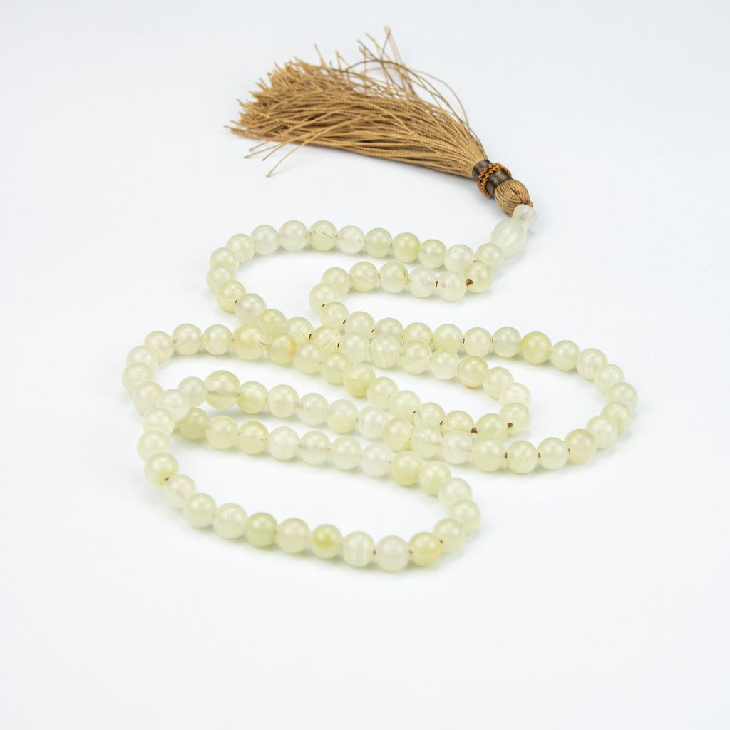 Lemon Calcite Tasbih 100 Beads – Natural Soft Yellow Prayer Beads – Handmade 8mm Misbaha