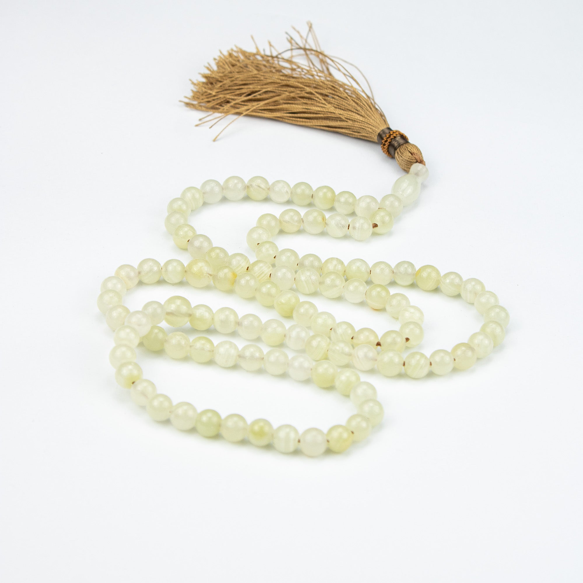 Lemon Calcite Tasbih 100 Beads – Natural Soft Yellow Prayer Beads – Handmade 8mm Misbaha