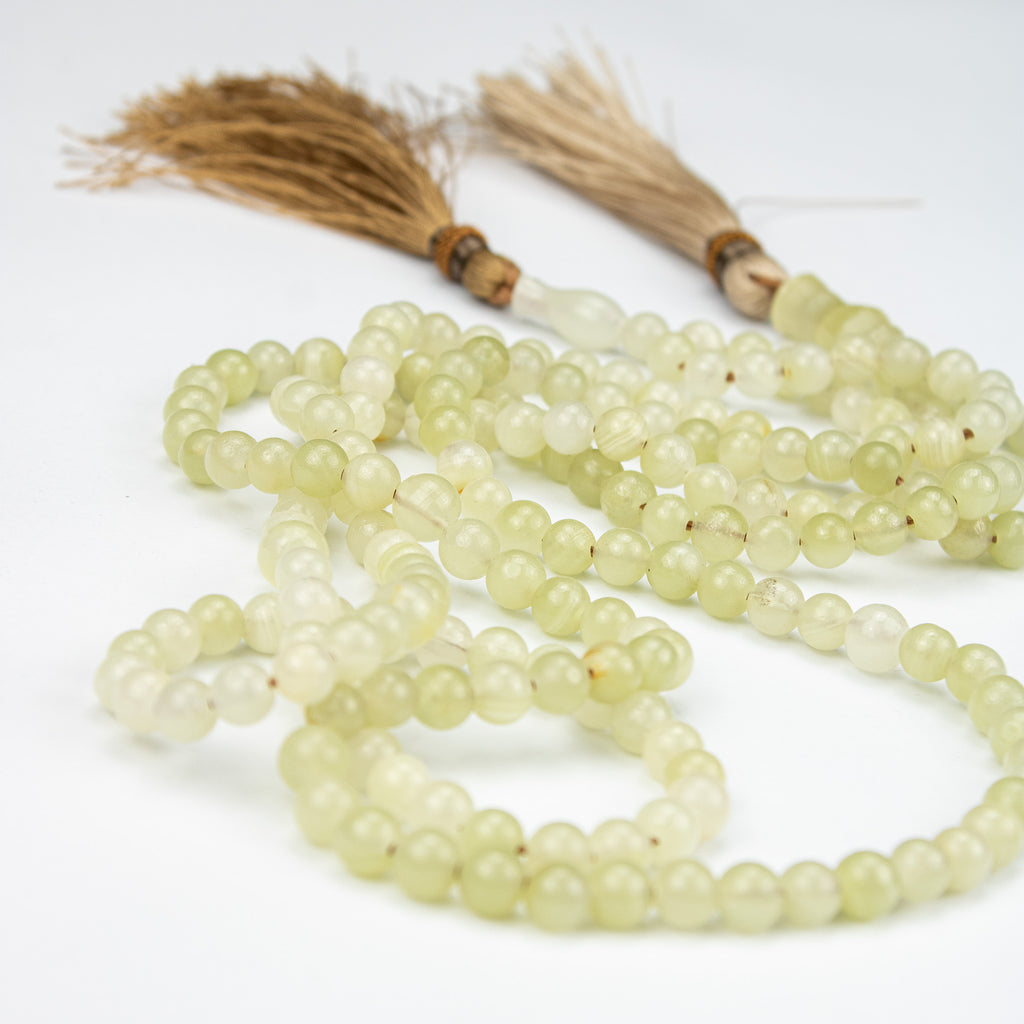 Lemon Calcite Tasbih 100 Beads – Natural Soft Yellow Prayer Beads – Handmade 8mm Misbaha