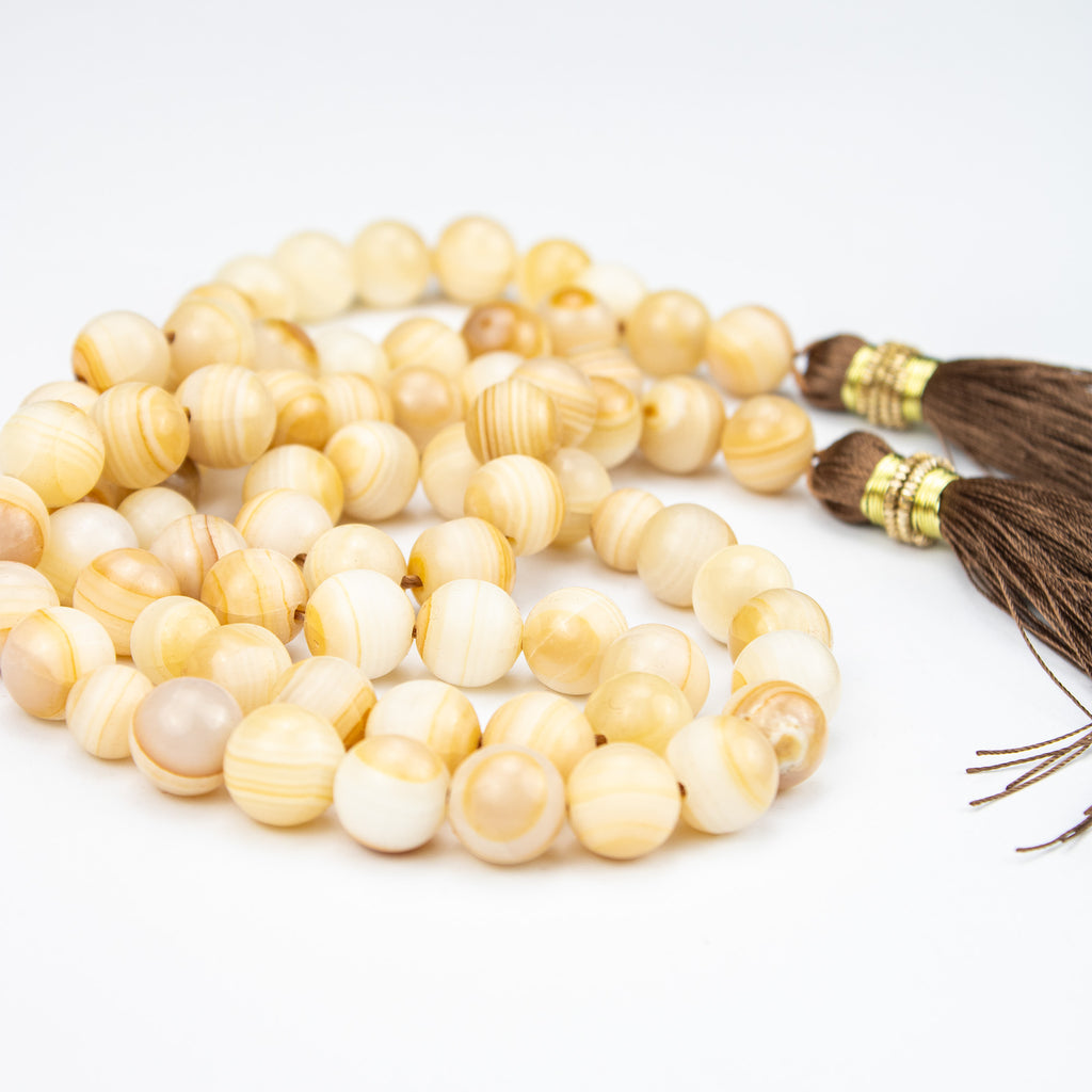 Honey Onyx Tasbih 35 Beads – Natural Golden Onyx Prayer Beads – Handmade Premium Misbaha