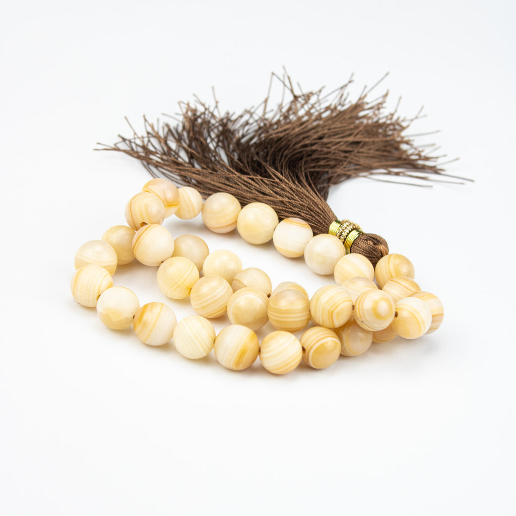 Honey Onyx Tasbih 35 Beads – Natural Golden Onyx Prayer Beads – Handmade Premium Misbaha