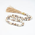 Light Banded Honey Onyx Tasbih 35 Beads – Natural Cream Brown Prayer Beads – Handmade 12mm Misbaha
