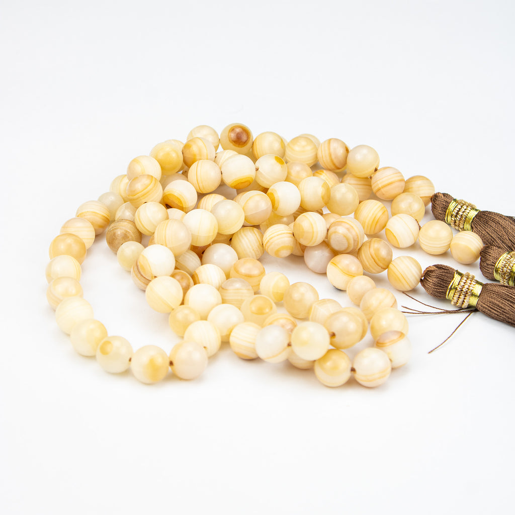 Honey Onyx Tasbih 35 Beads – Natural Golden Onyx Prayer Beads – Handmade Premium Misbaha
