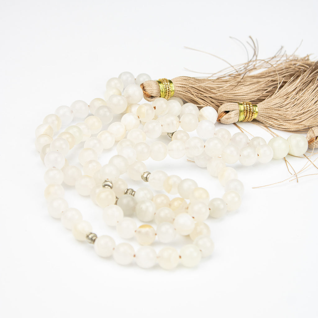 Afghan Cream Calcite Tasbih 35 Beads – Natural Ivory Stone Prayer Beads – Handmade Minimal Misbaha