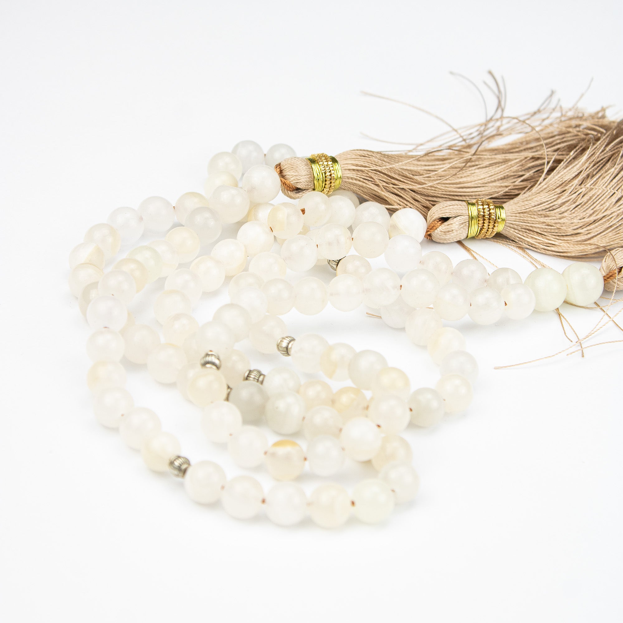 Afghan Cream Calcite Tasbih 35 Beads – Natural Ivory Stone Prayer Beads – Handmade Minimal Misbaha