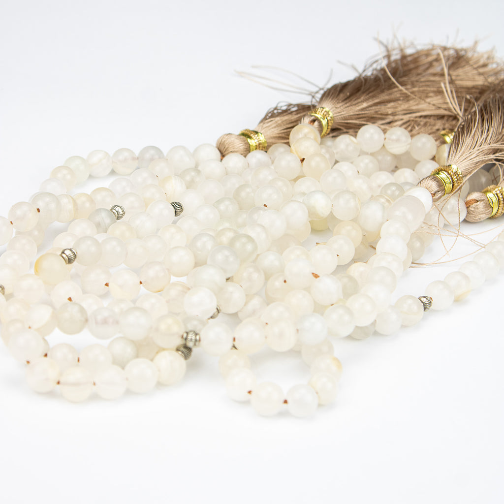 Afghan Cream Calcite Tasbih 35 Beads – Natural Ivory Stone Prayer Beads – Handmade Minimal Misbaha