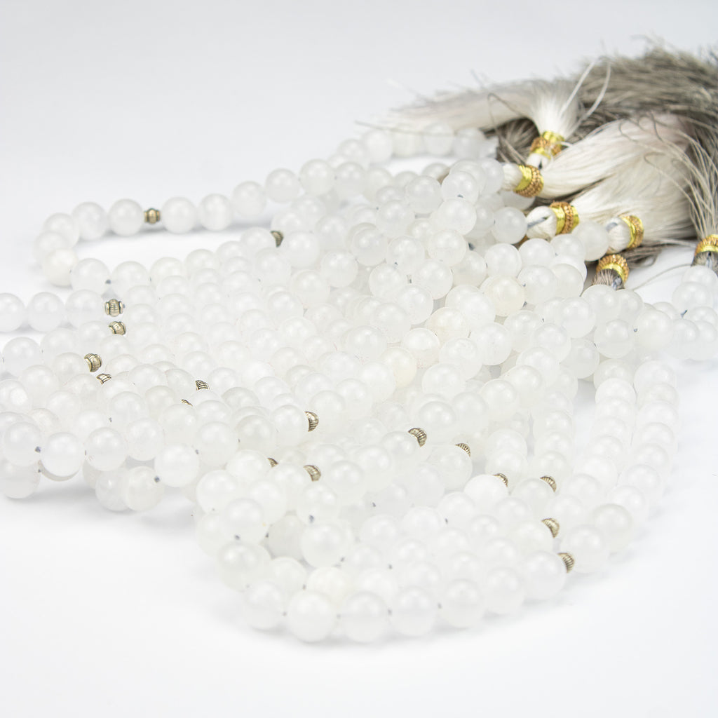 Afghan Crystal White Calcite Tasbih 35 Beads – Natural Pure White Prayer Beads – Handmade Premium Misbaha